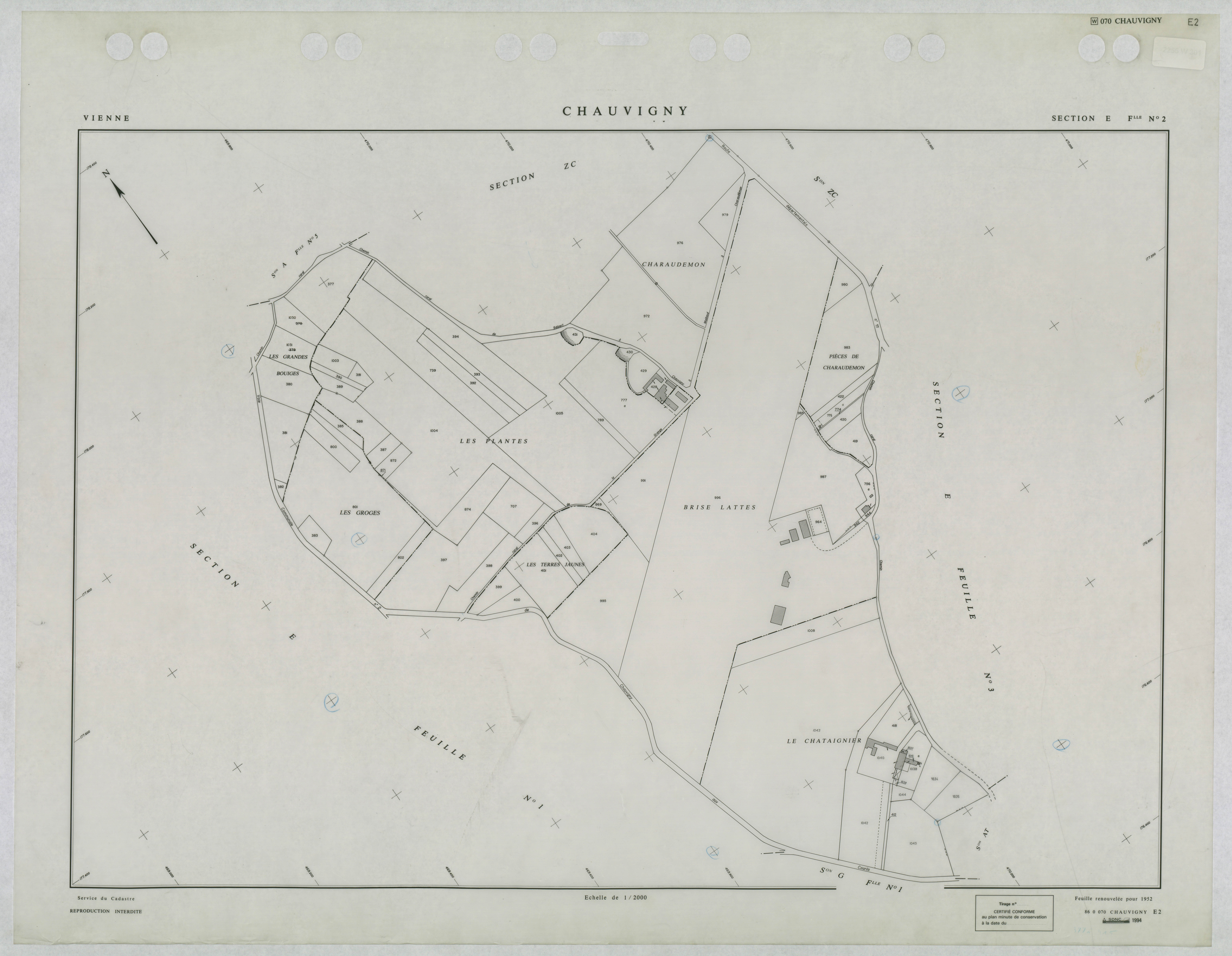 Chauvigny - FRAD086_cadastre Plans renouvelés 