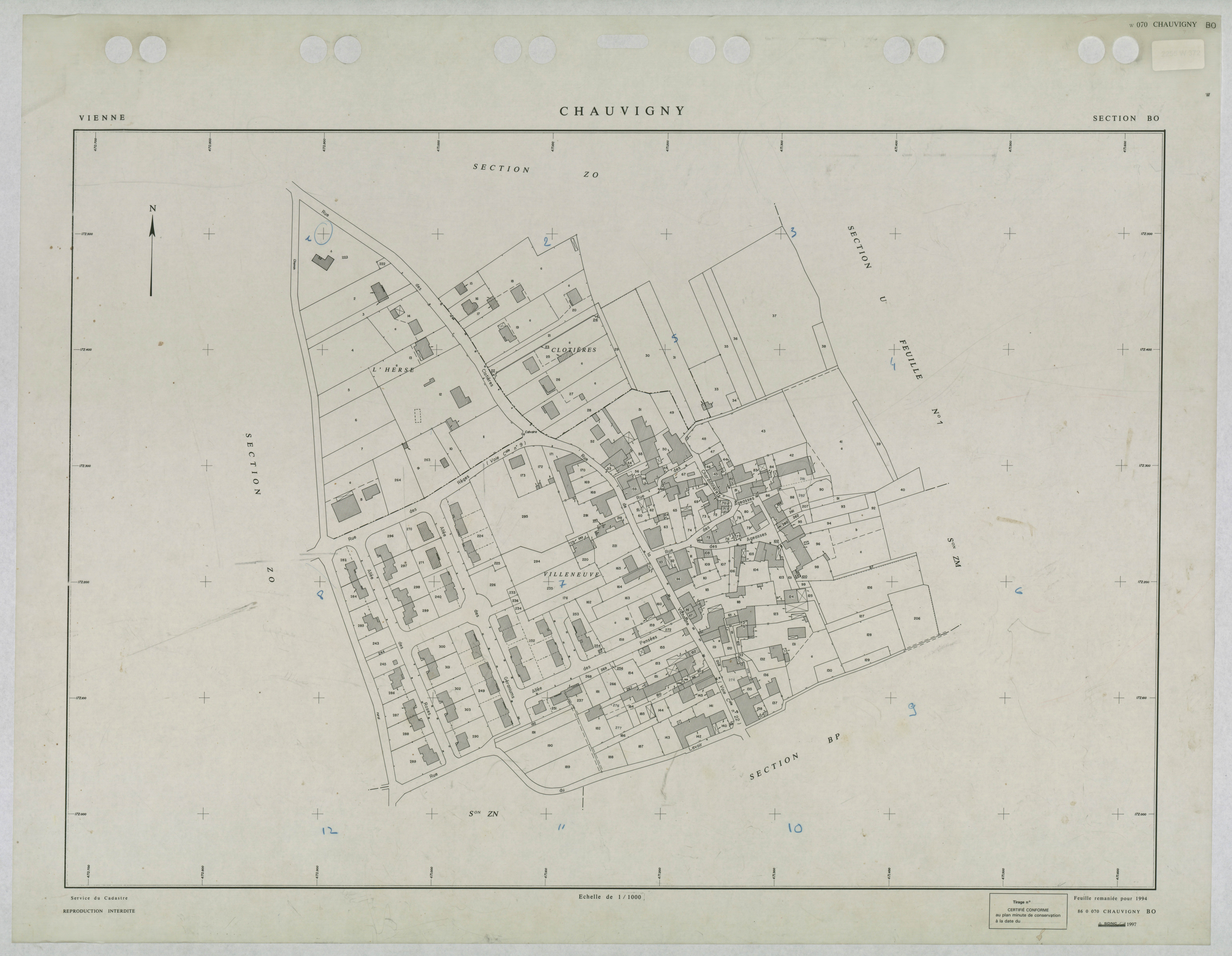 Chauvigny - FRAD086_cadastre Plans remaniés 