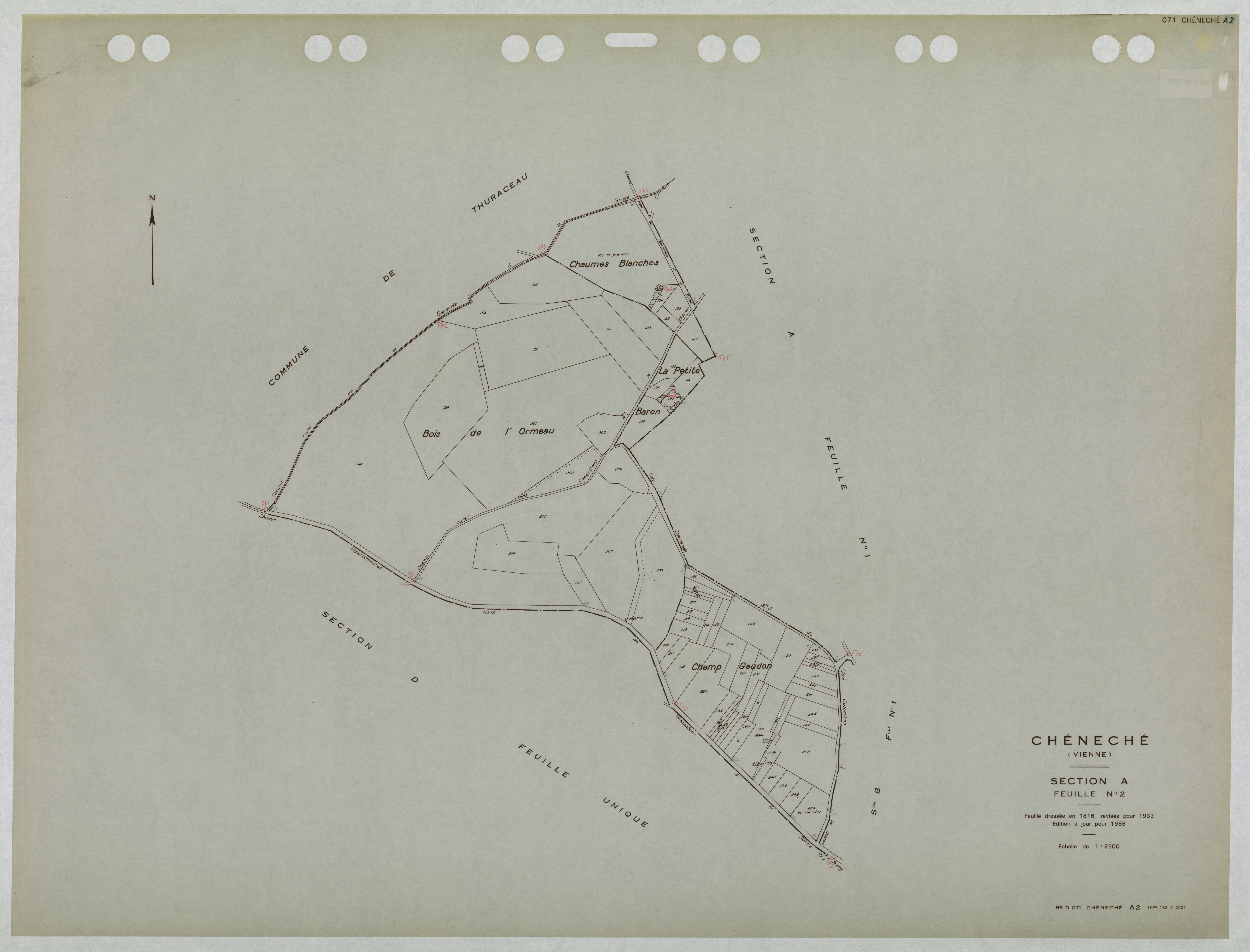 Cheneché - FRAD086_cadastre Plans mis à jour 