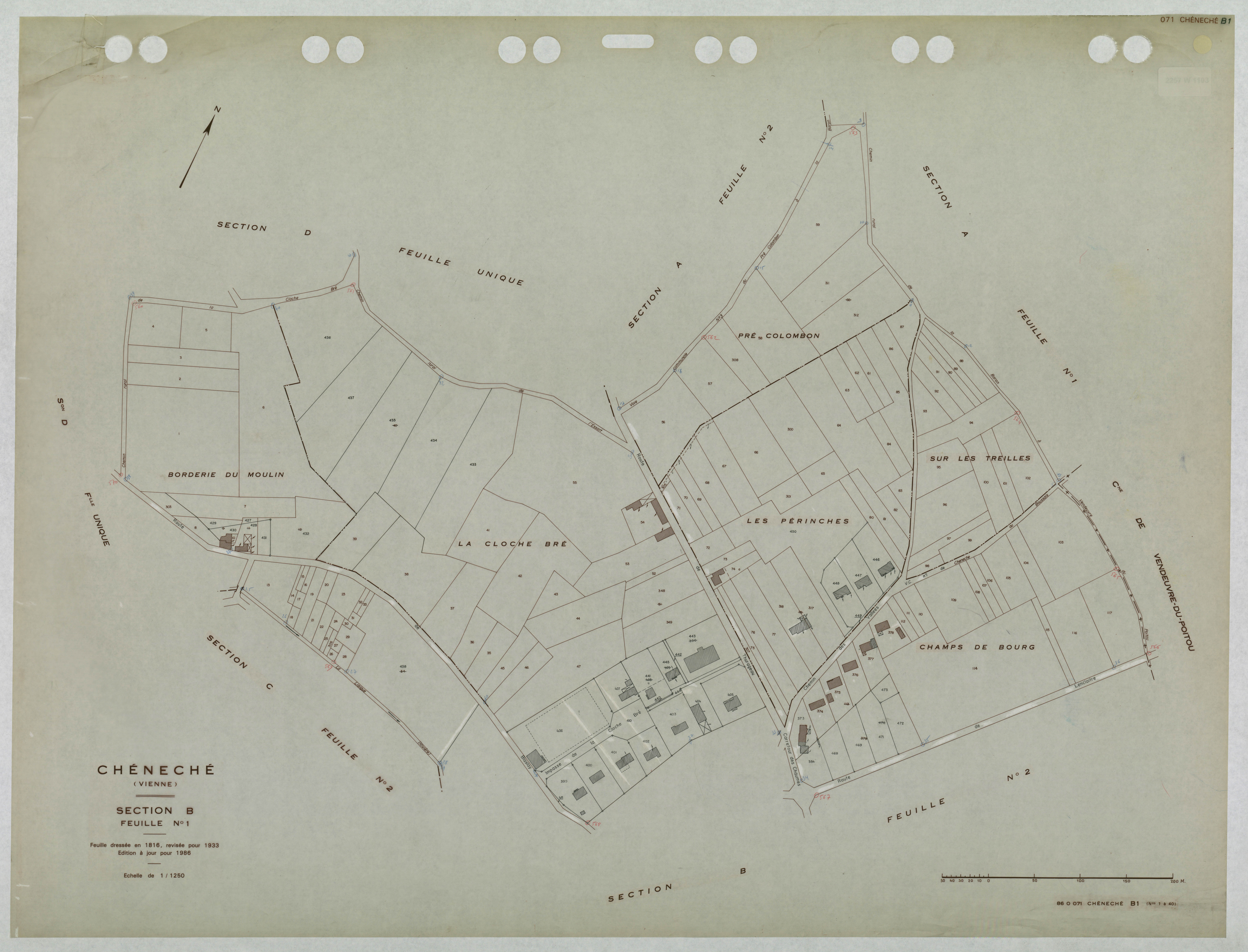 Cheneché - FRAD086_cadastre Plans mis à jour 