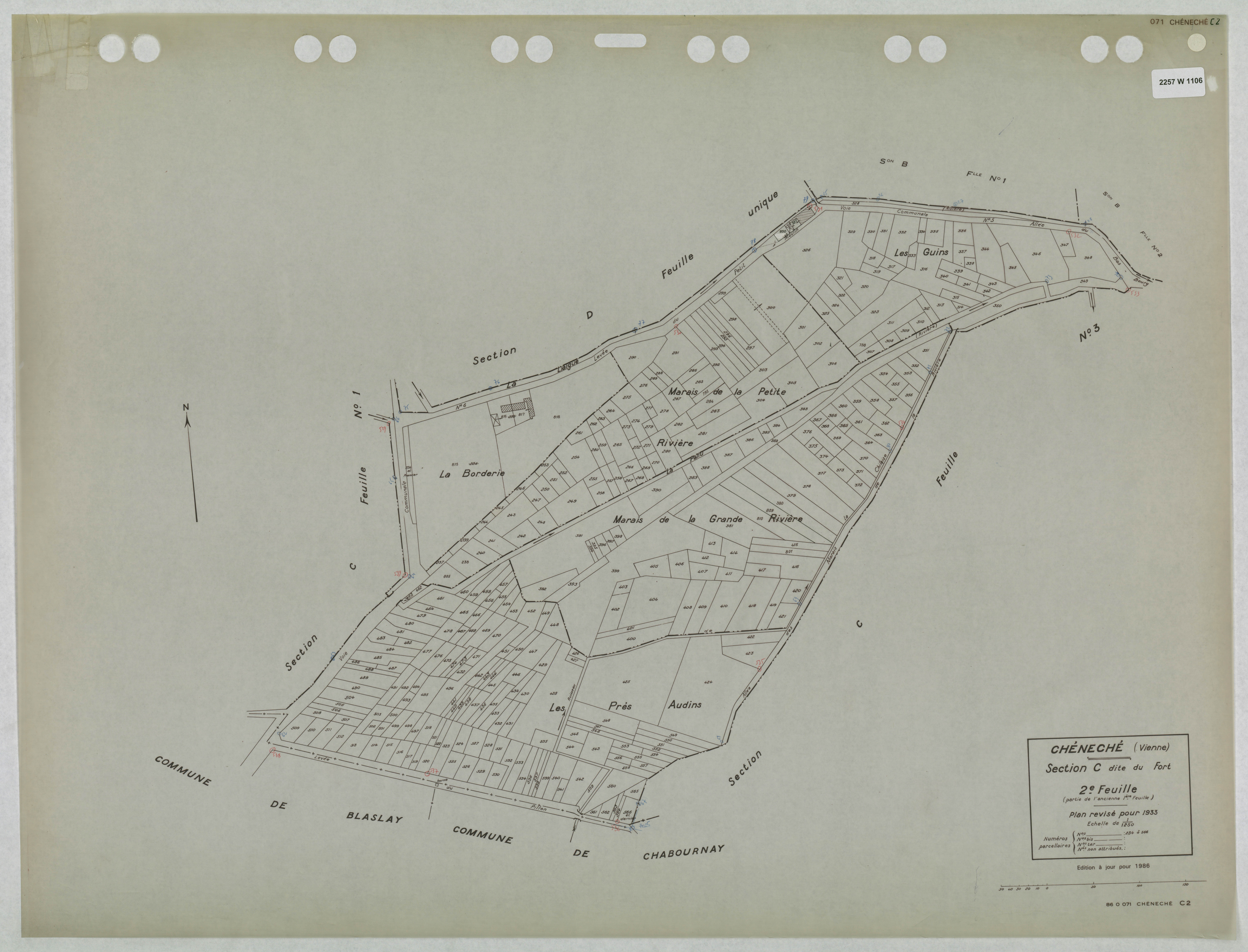 Cheneché - FRAD086_cadastre Plans mis à jour 