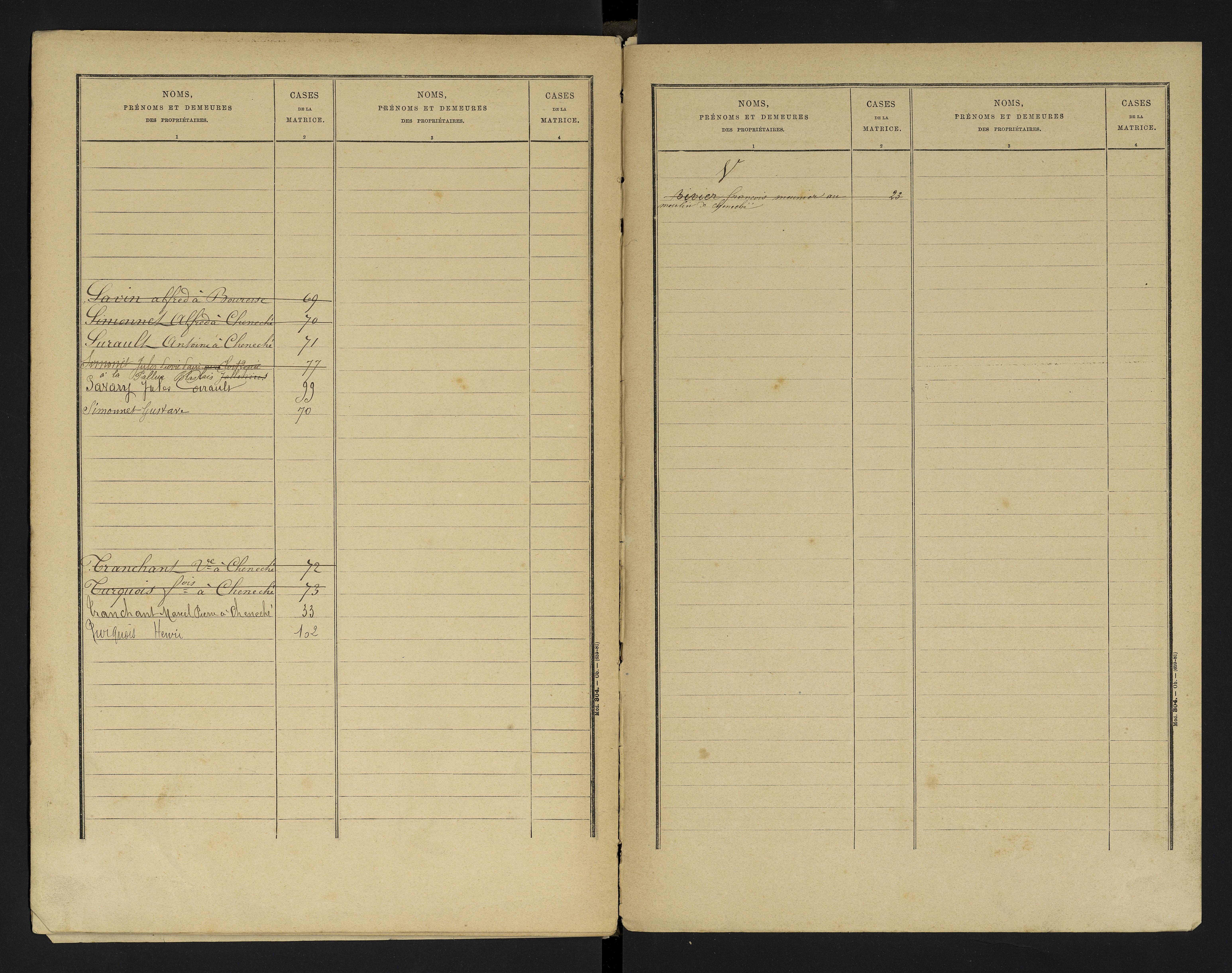 Cheneché - FRAD086_cadastre Cases 1-104 