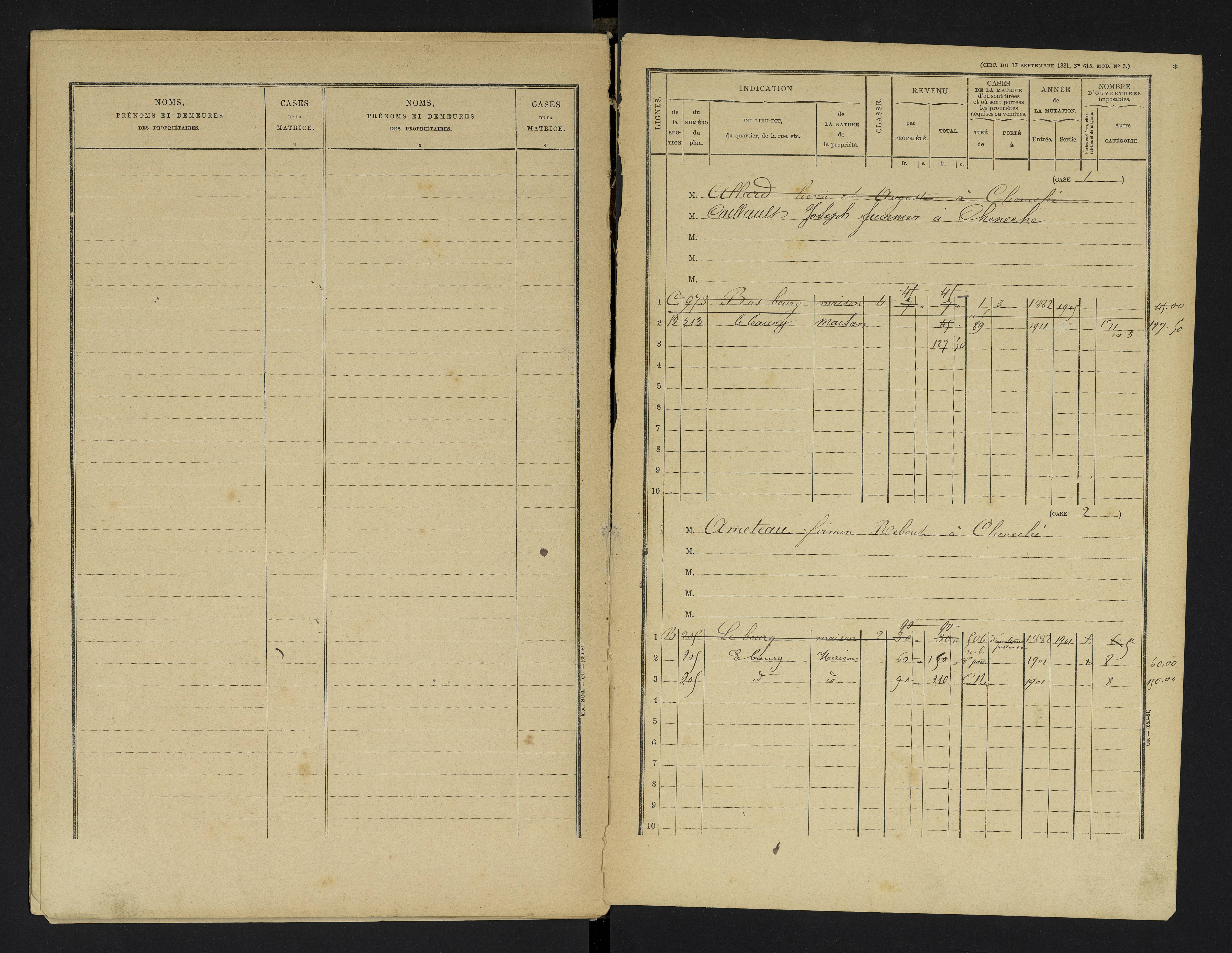 Cheneché - FRAD086_cadastre Cases 1-104 