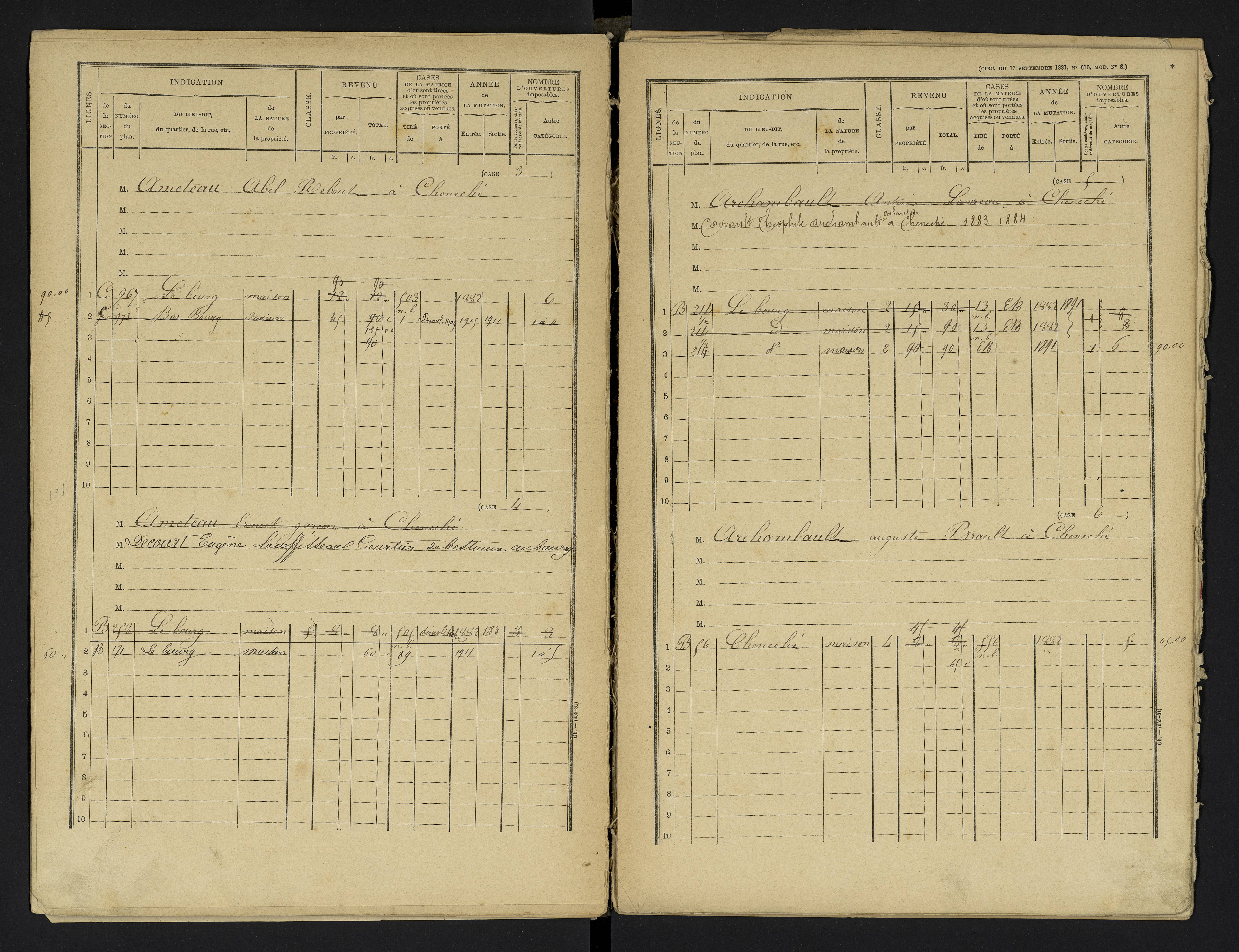 Cheneché - FRAD086_cadastre Cases 1-104 