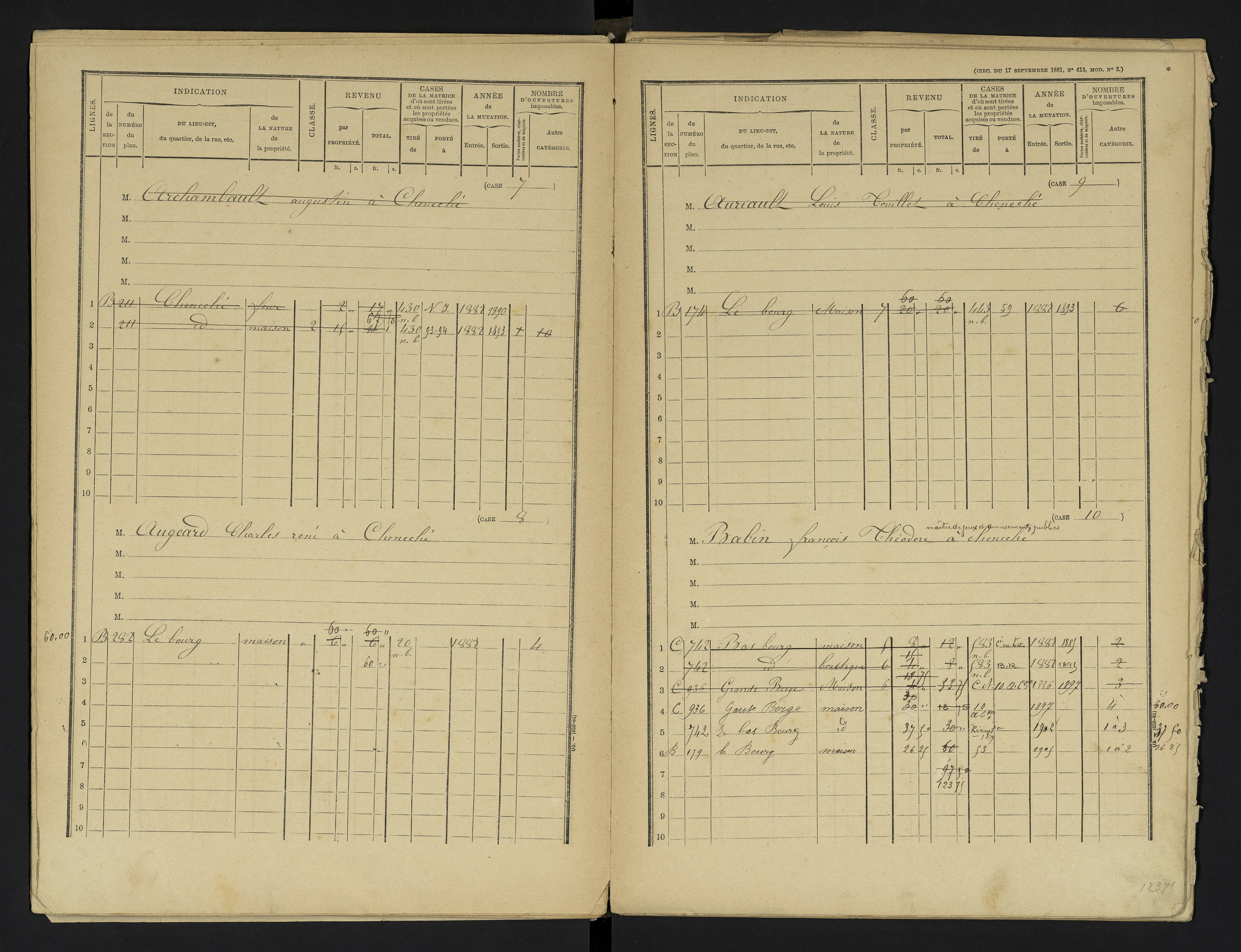 Cheneché - FRAD086_cadastre Cases 1-104 