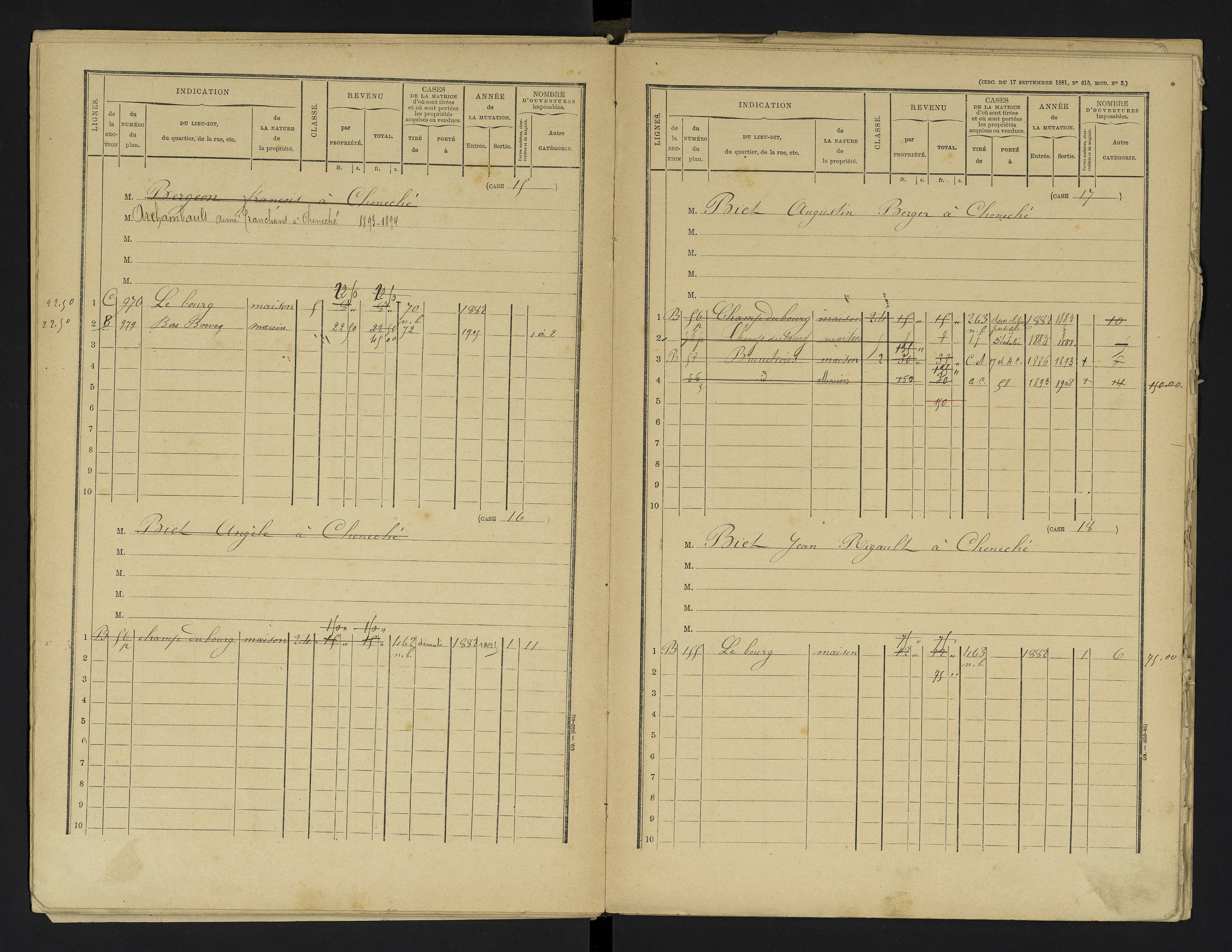 Cheneché - FRAD086_cadastre Cases 1-104 