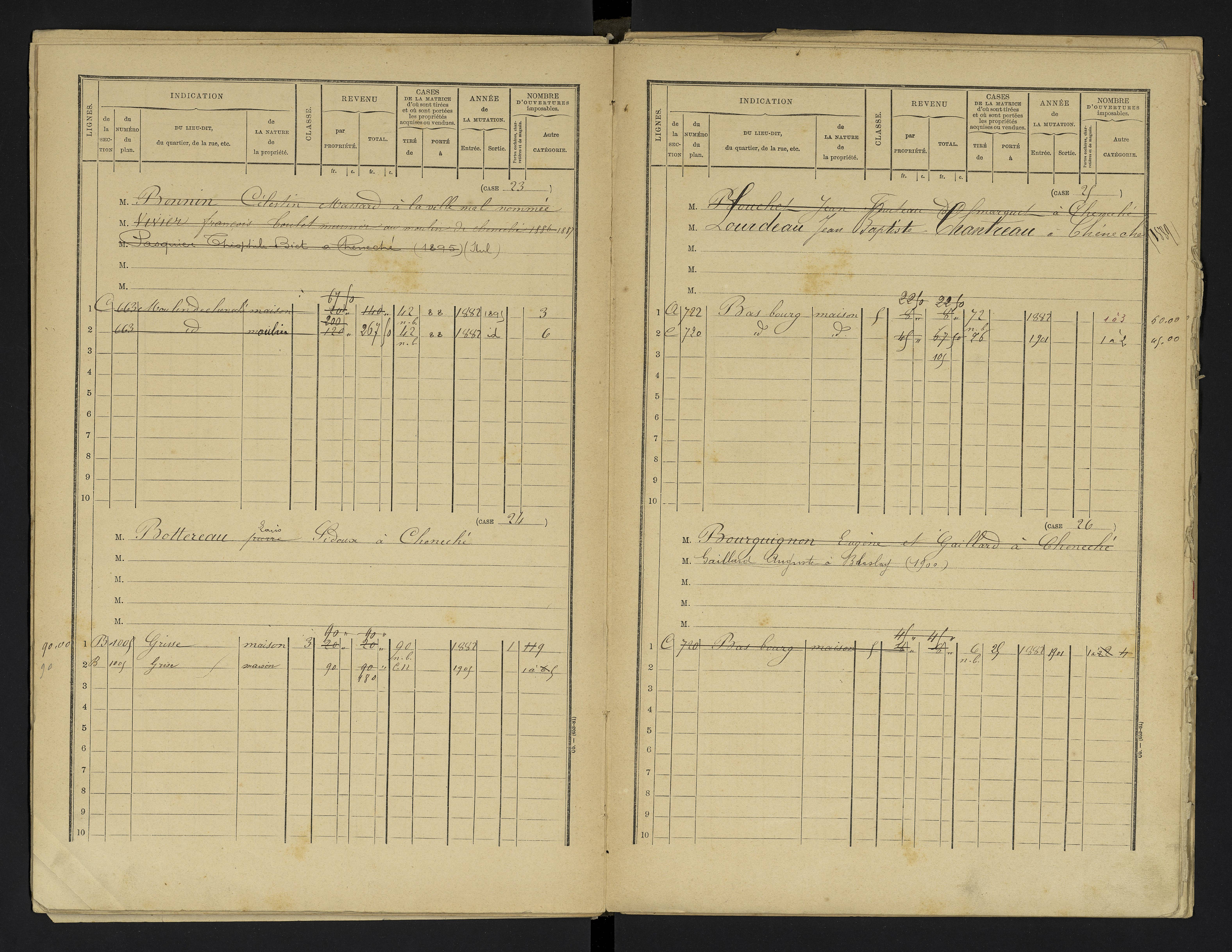 Cheneché - FRAD086_cadastre Cases 1-104 