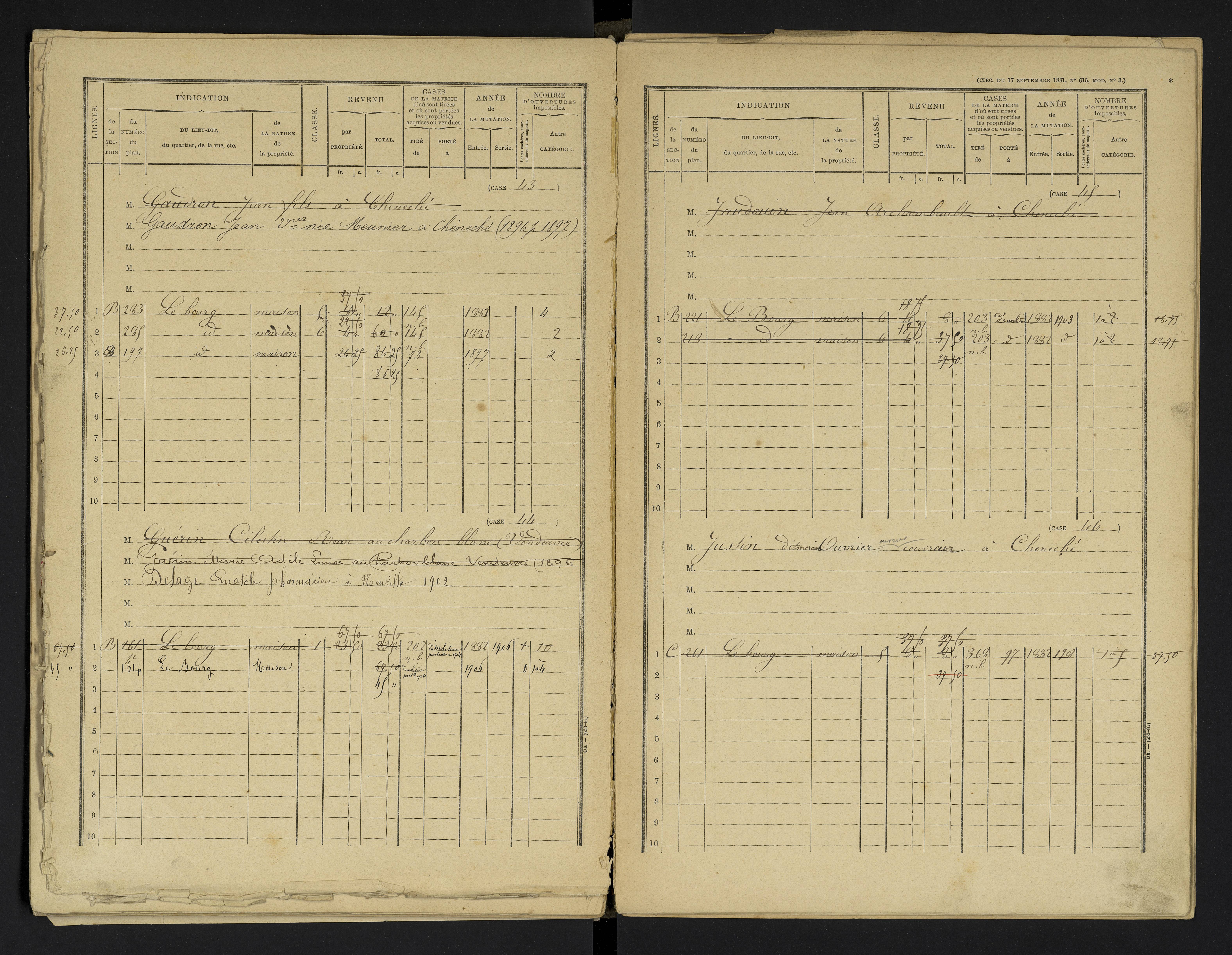Cheneché - FRAD086_cadastre Cases 1-104 