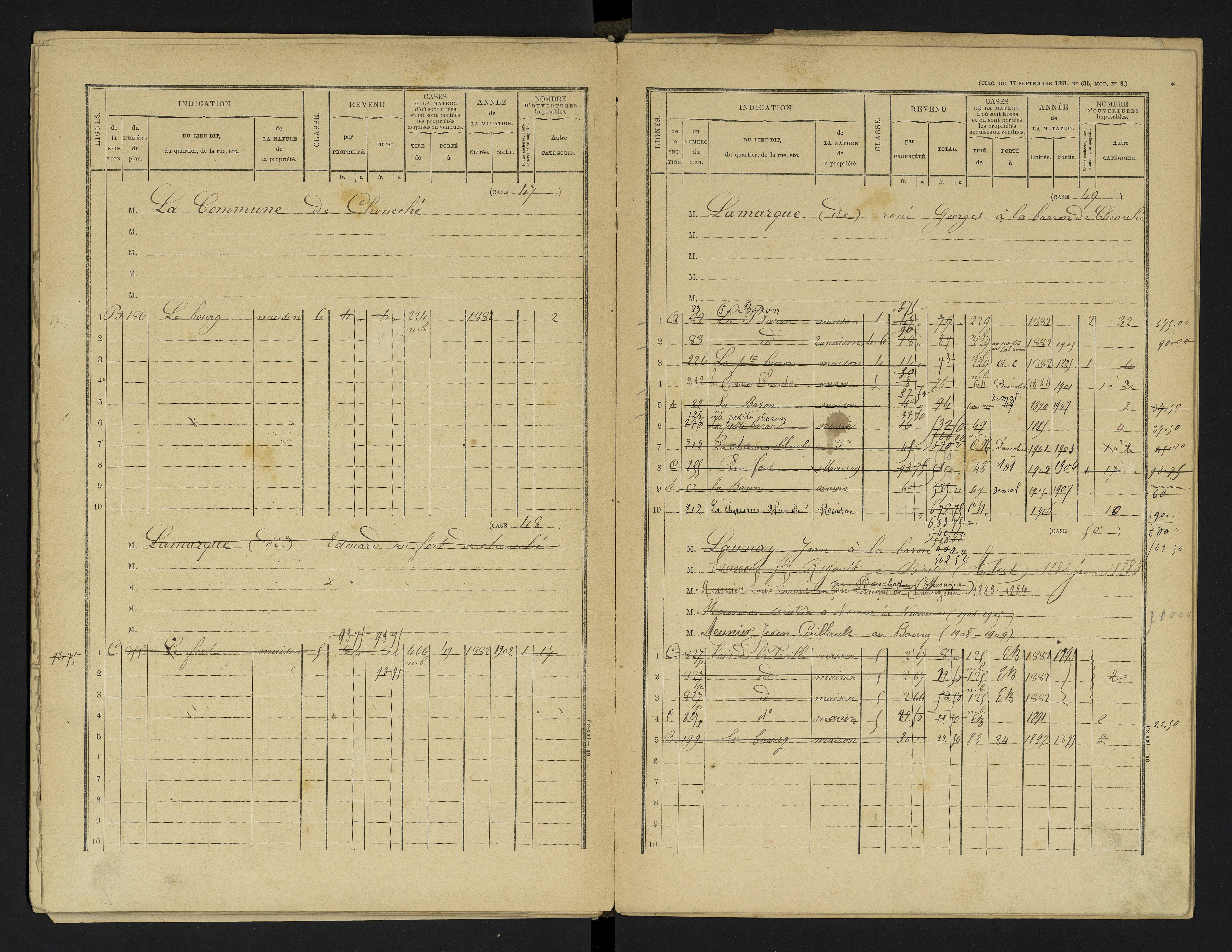Cheneché - FRAD086_cadastre Cases 1-104 