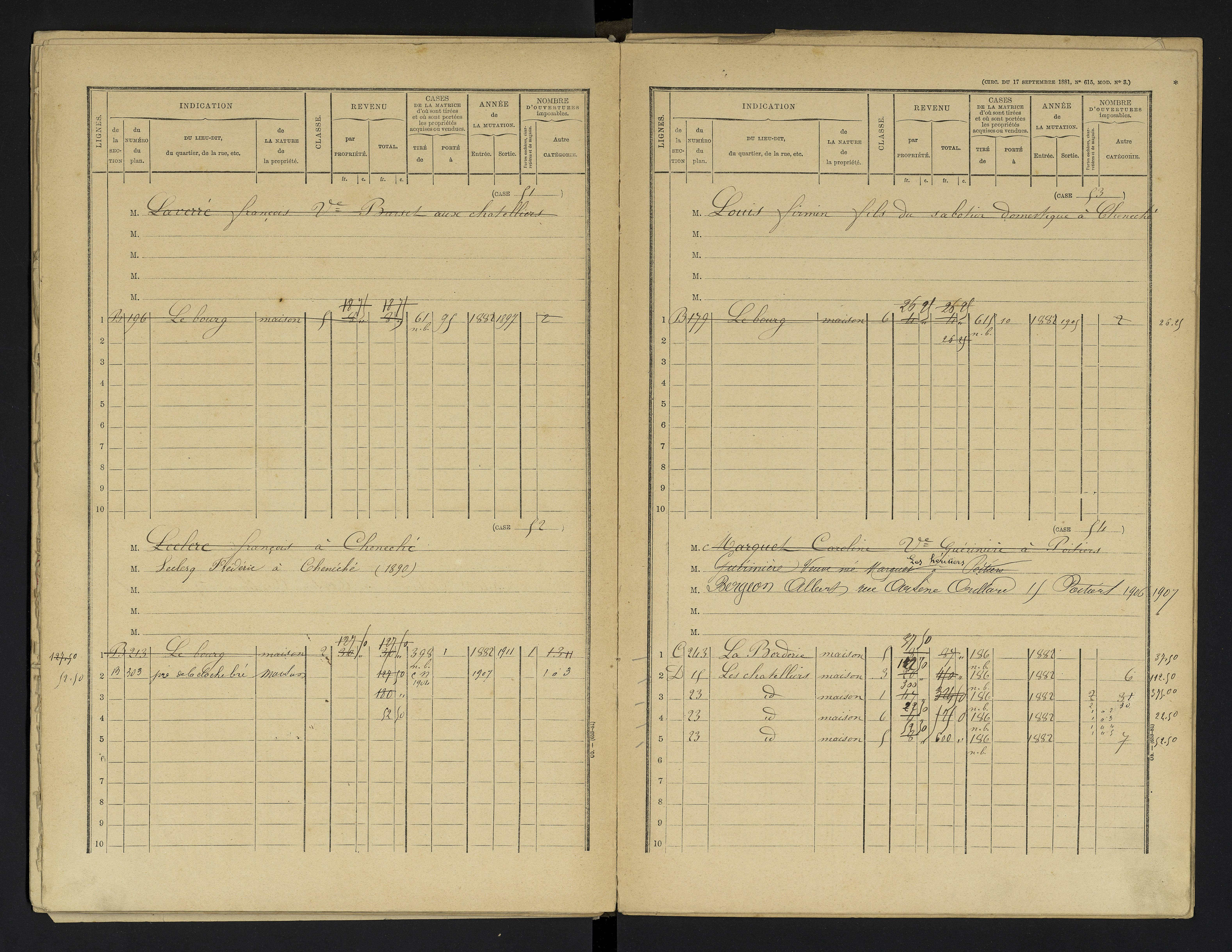 Cheneché - FRAD086_cadastre Cases 1-104 