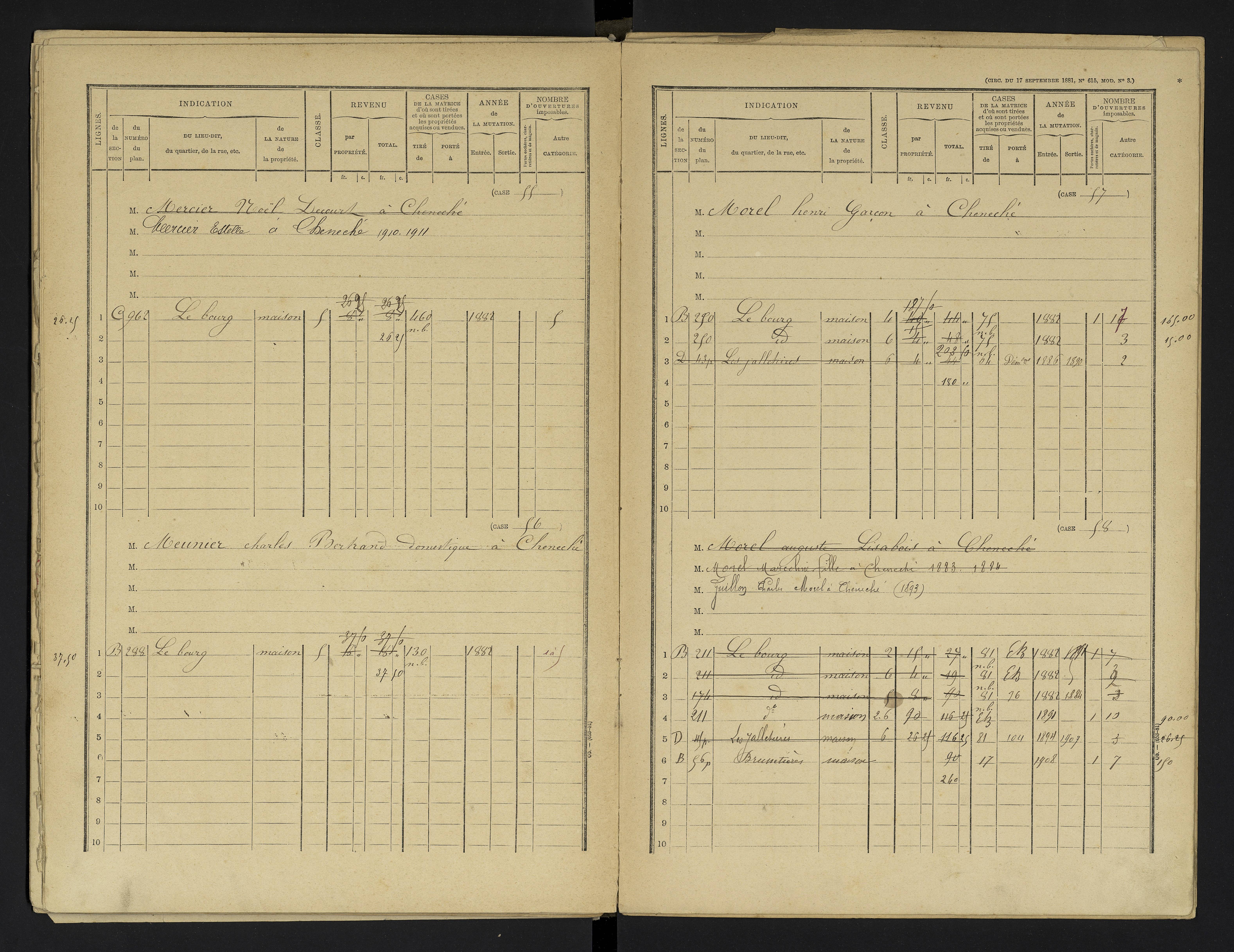 Cheneché - FRAD086_cadastre Cases 1-104 