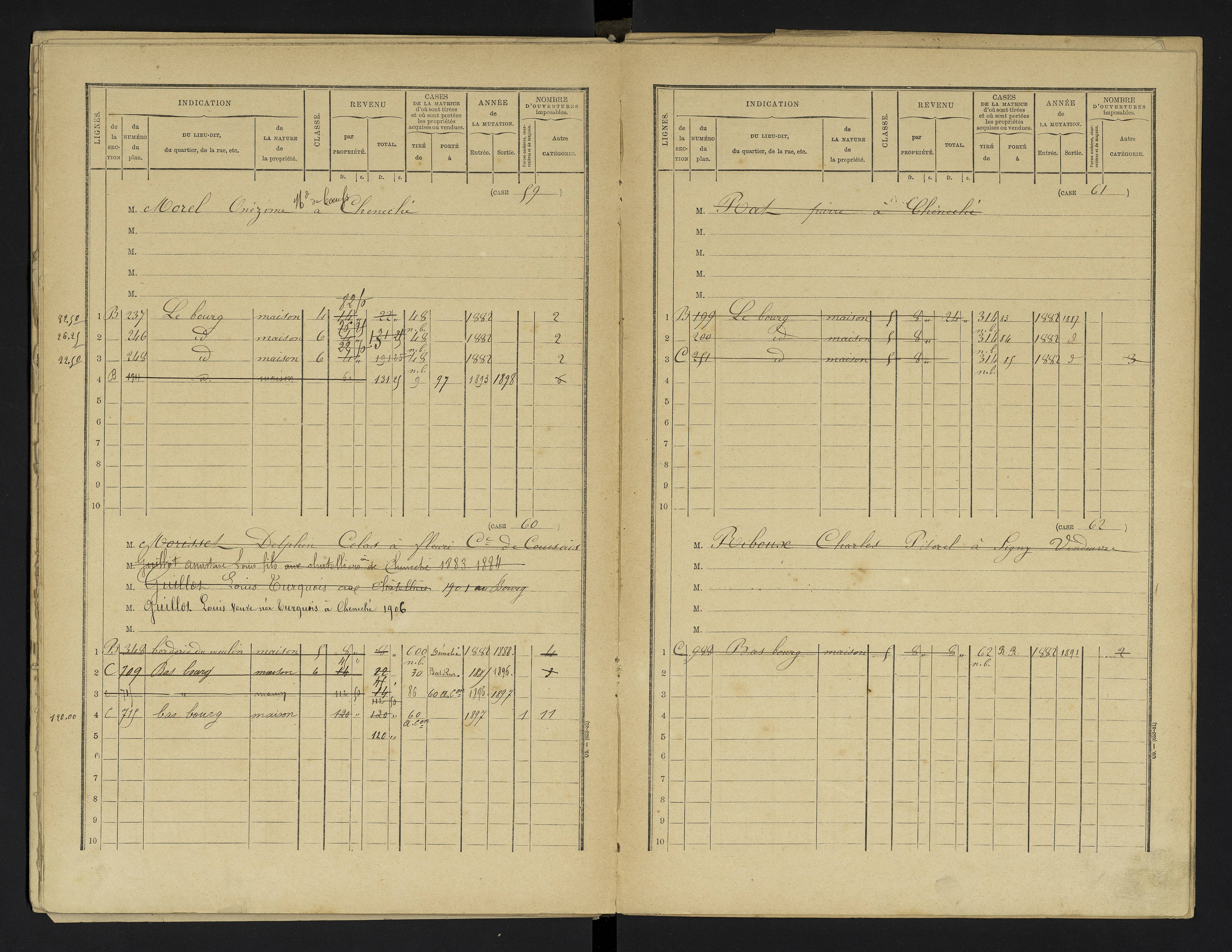 Cheneché - FRAD086_cadastre Cases 1-104 