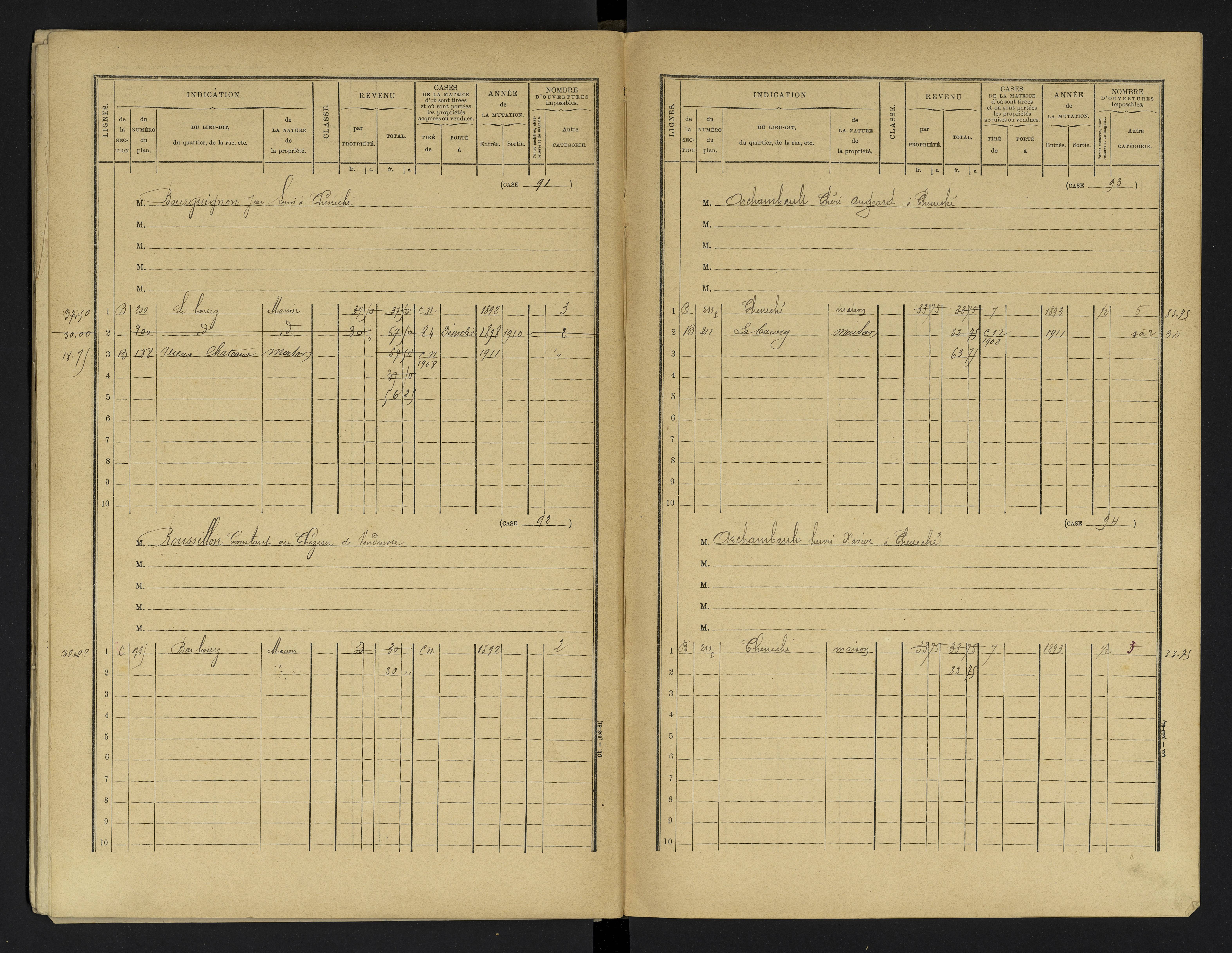 Cheneché - FRAD086_cadastre Cases 1-104 