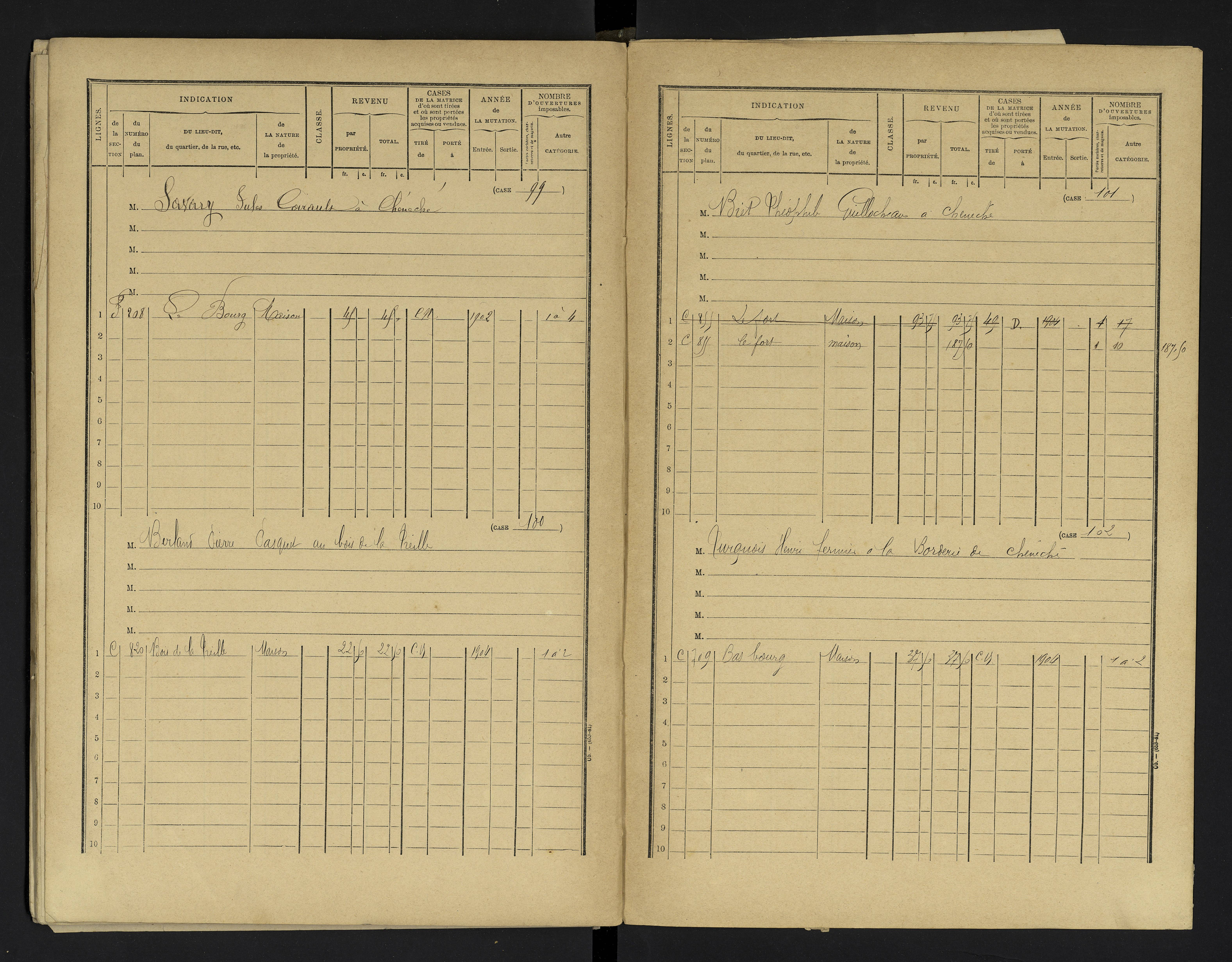 Cheneché - FRAD086_cadastre Cases 1-104 