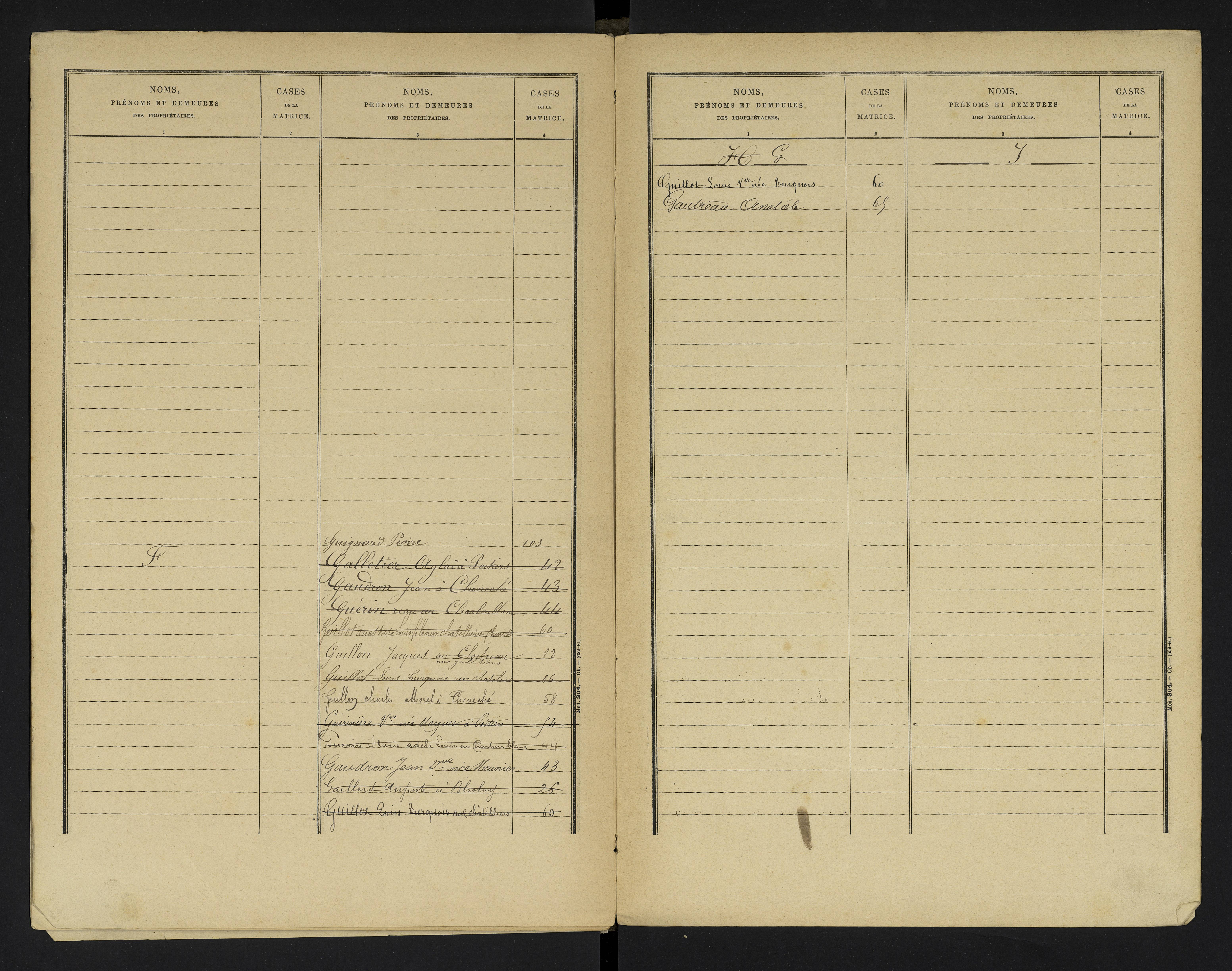 Cheneché - FRAD086_cadastre Cases 1-104 