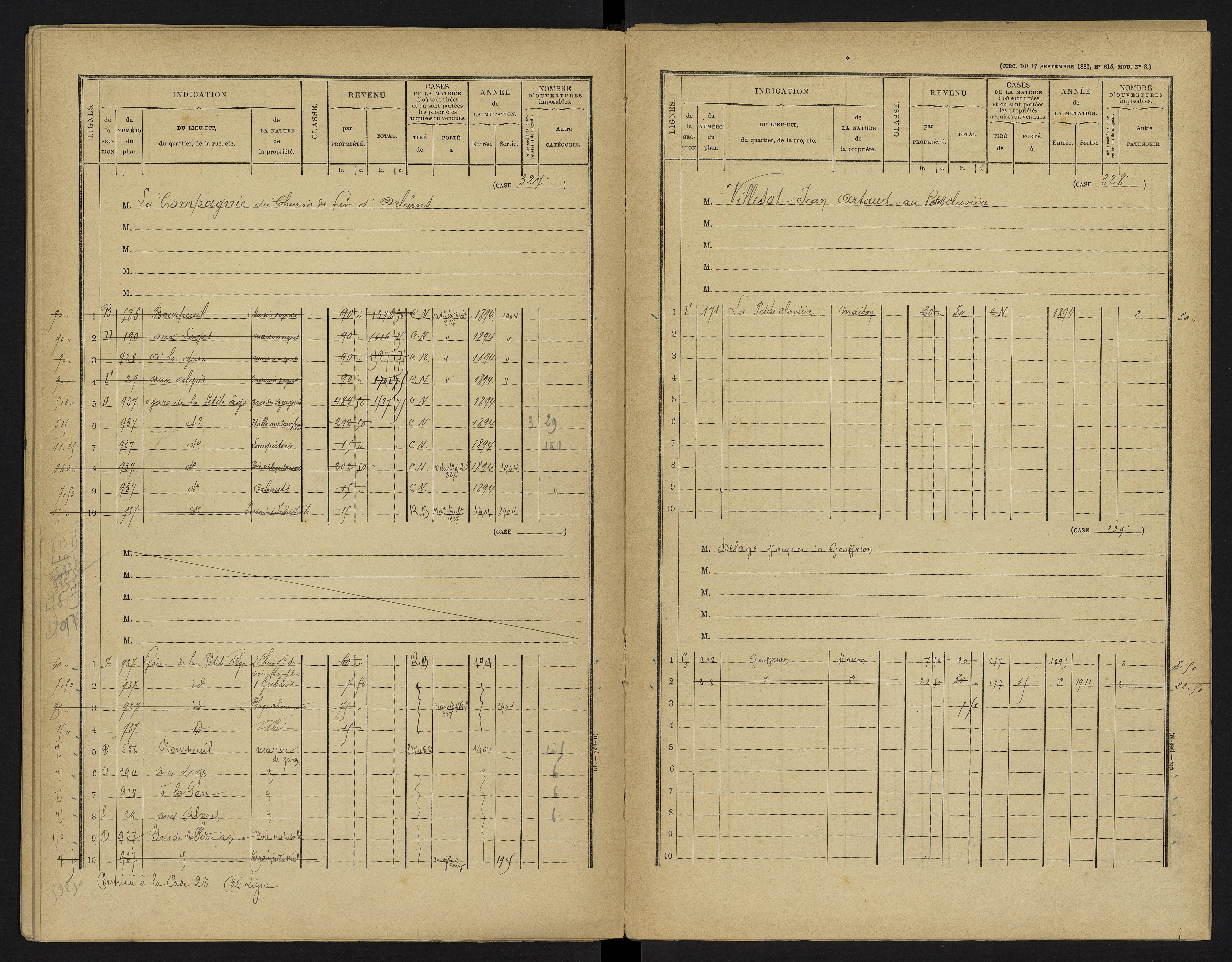 Le Vigeant - FRAD086_cadastre Cases 1-359. 