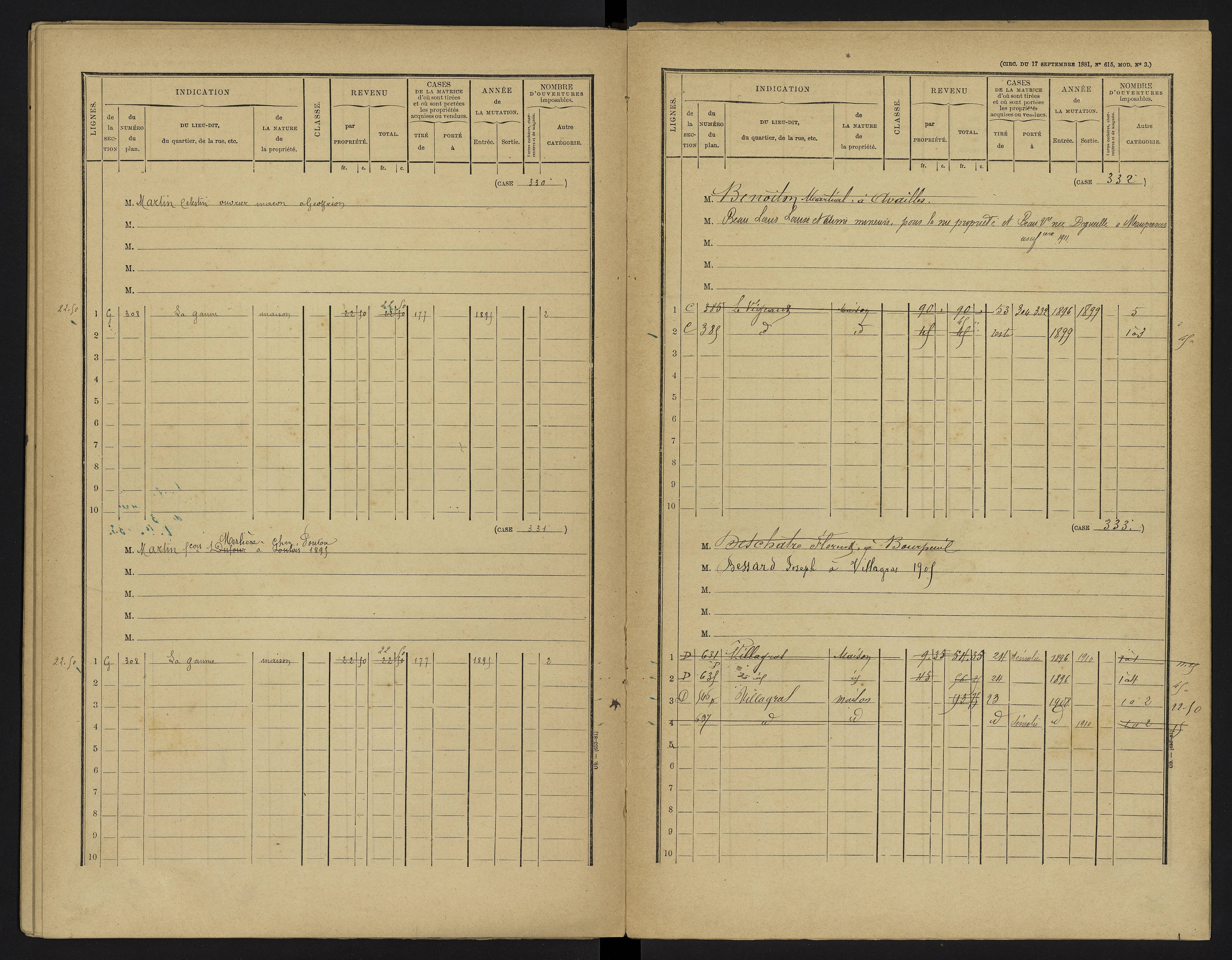 Le Vigeant - FRAD086_cadastre Cases 1-359. 