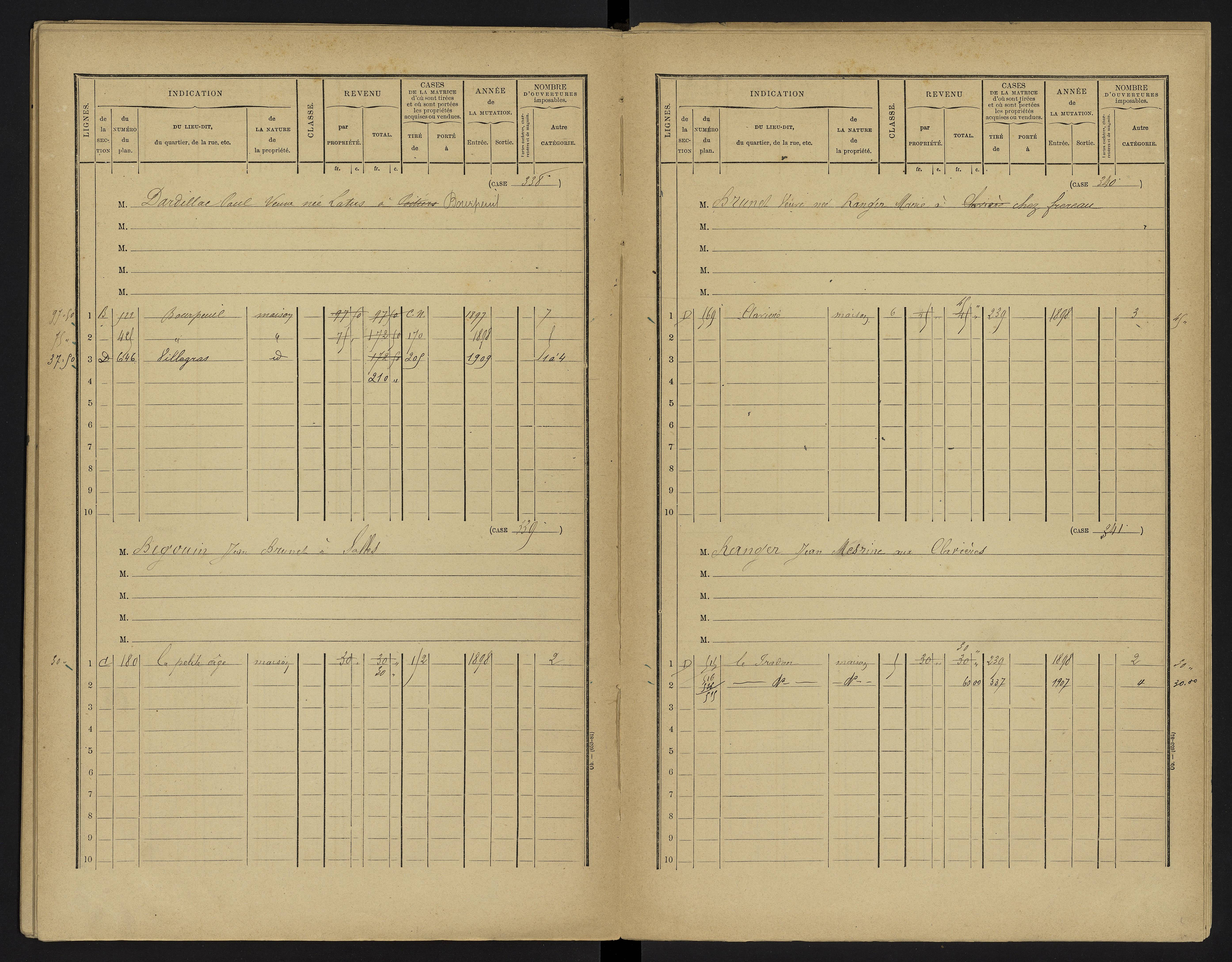 Le Vigeant - FRAD086_cadastre Cases 1-359. 