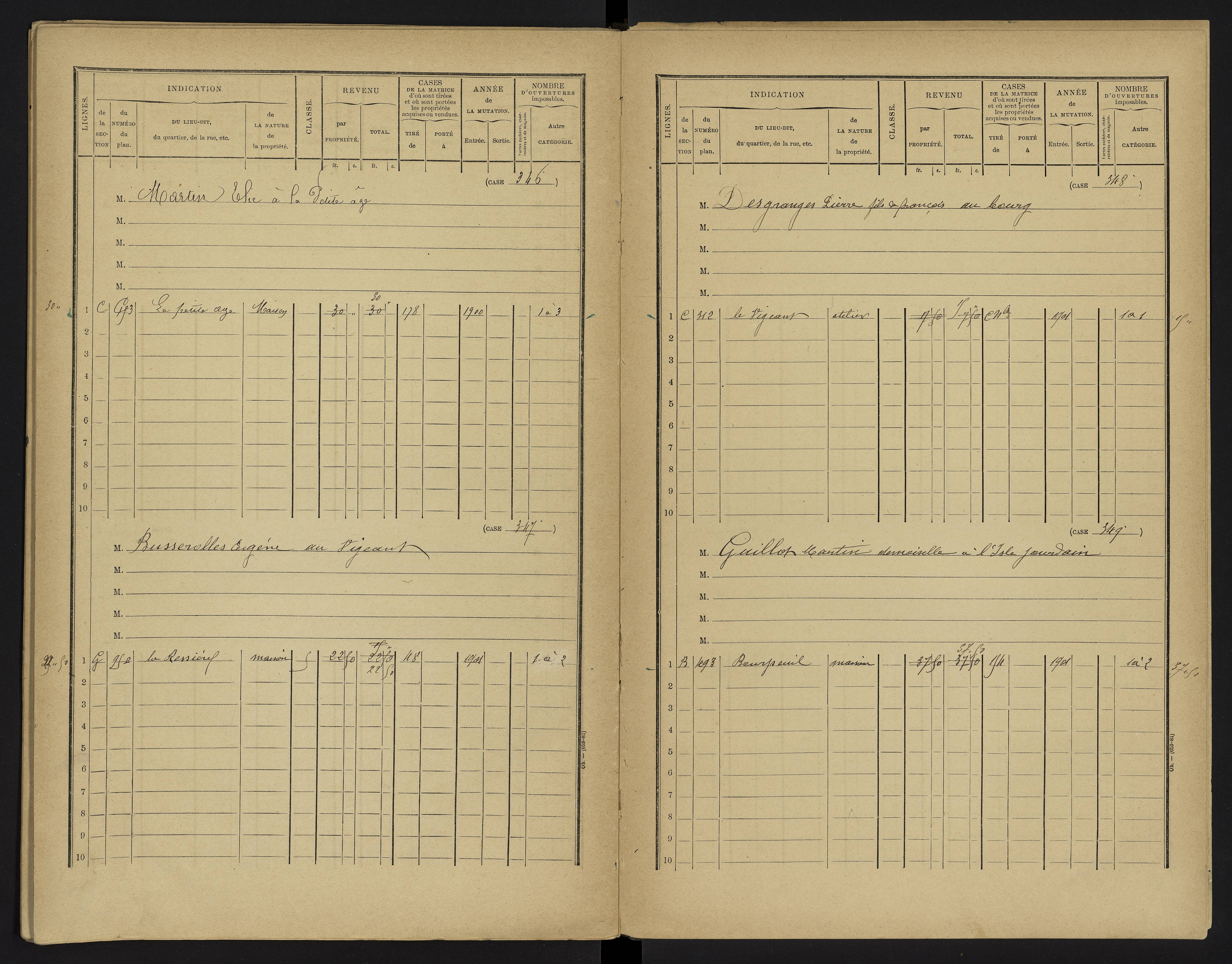 Le Vigeant - FRAD086_cadastre Cases 1-359. 