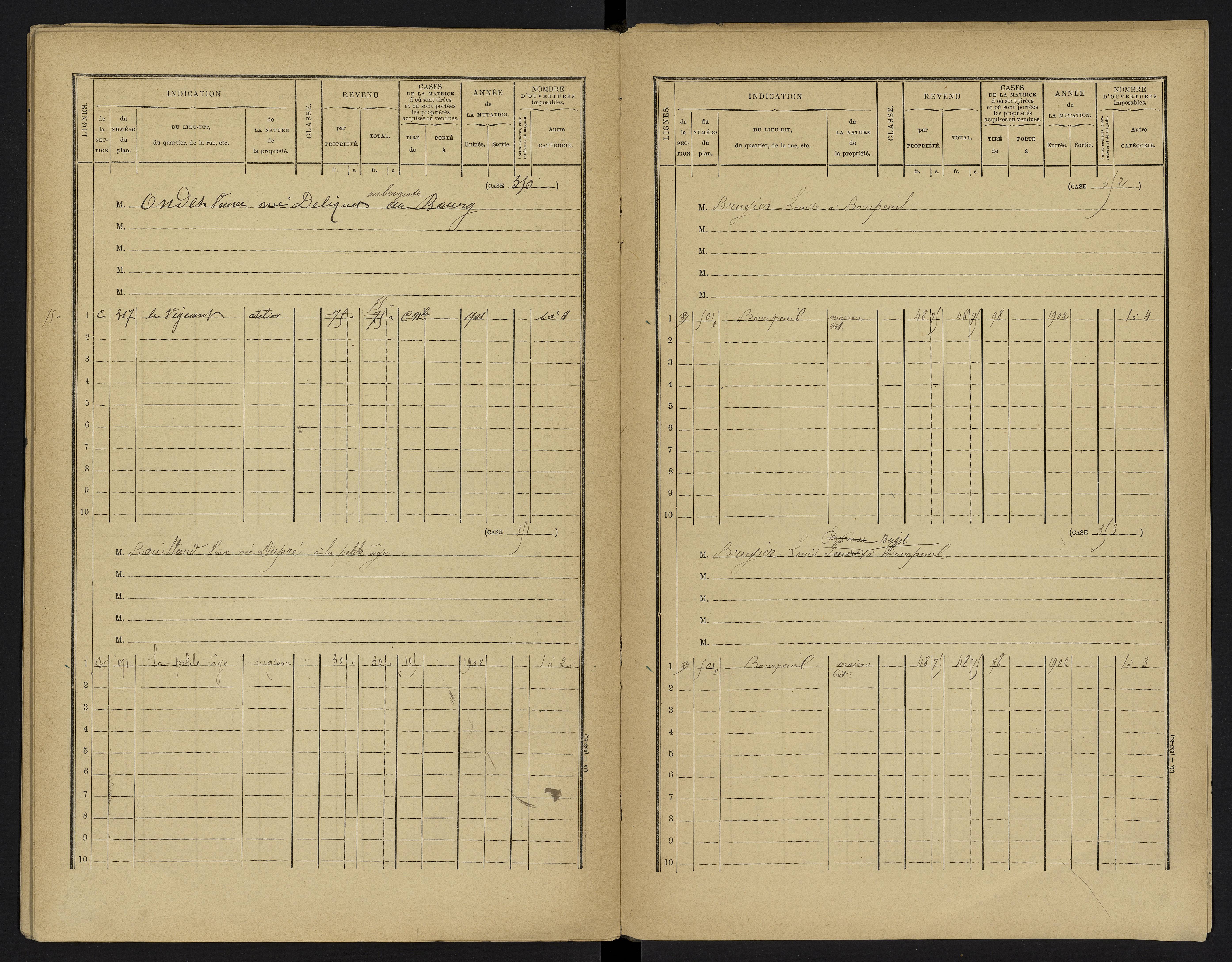 Le Vigeant - FRAD086_cadastre Cases 1-359. 