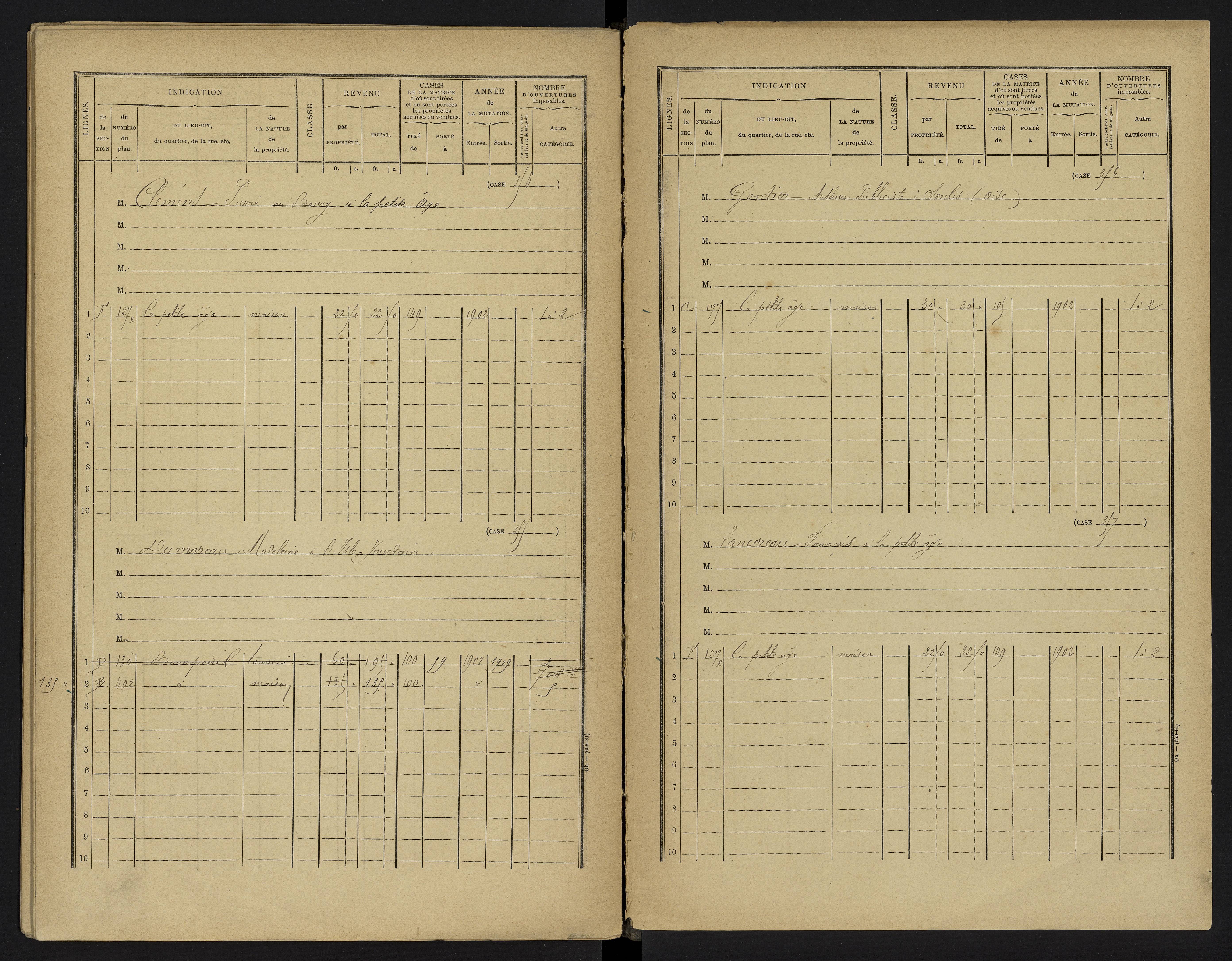 Le Vigeant - FRAD086_cadastre Cases 1-359. 
