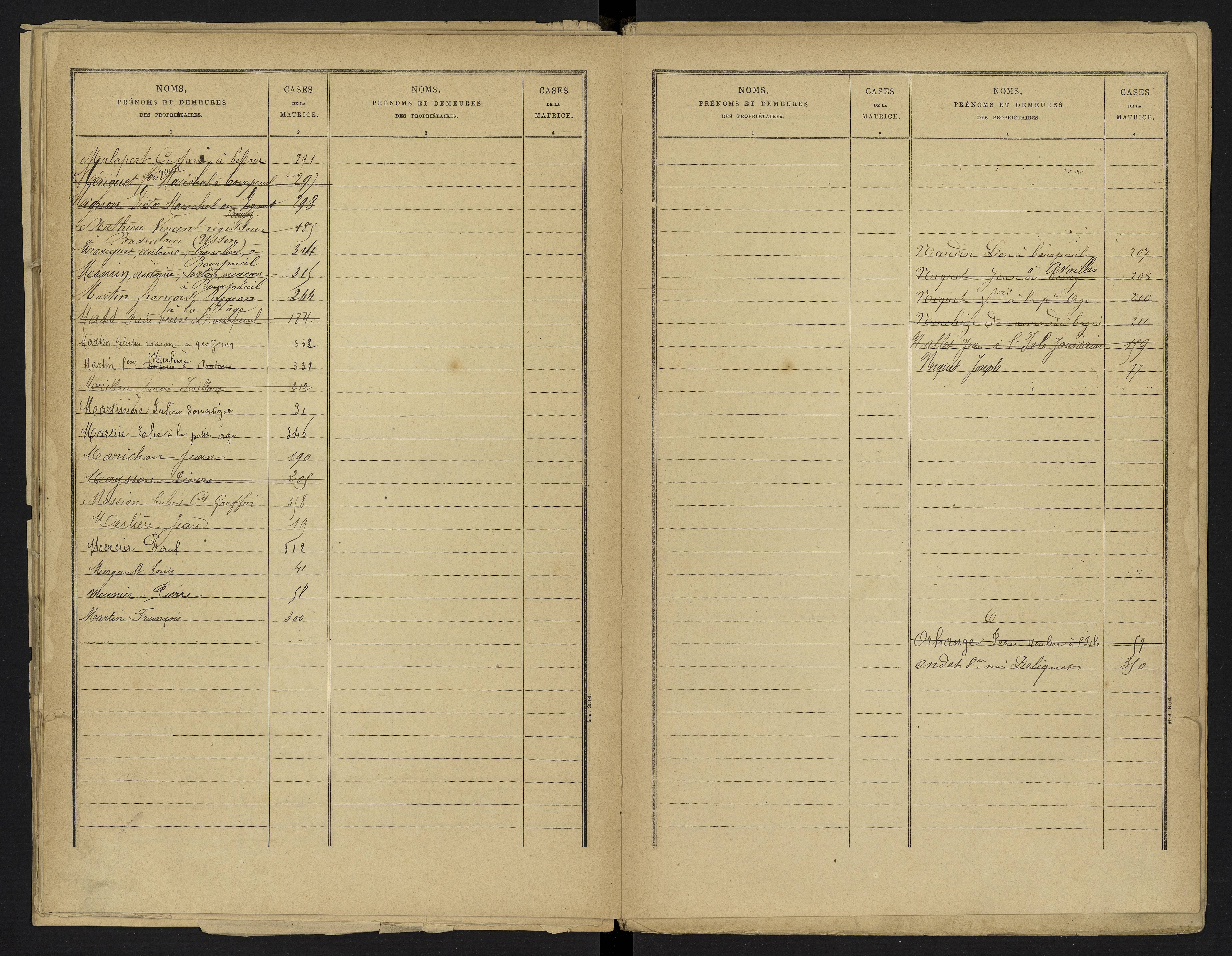 Le Vigeant - FRAD086_cadastre Cases 1-359. 