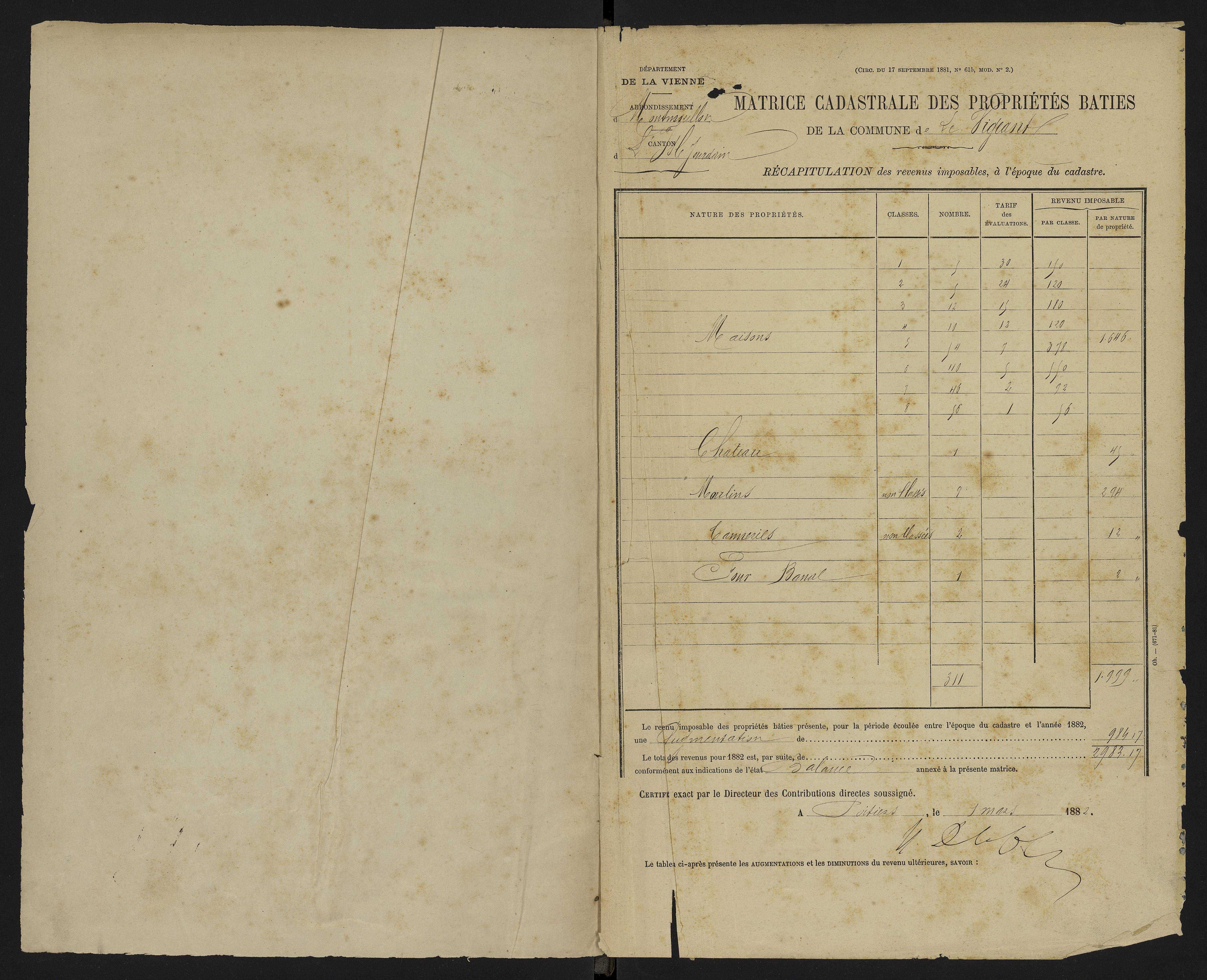 Le Vigeant - FRAD086_cadastre Cases 1-359. 
