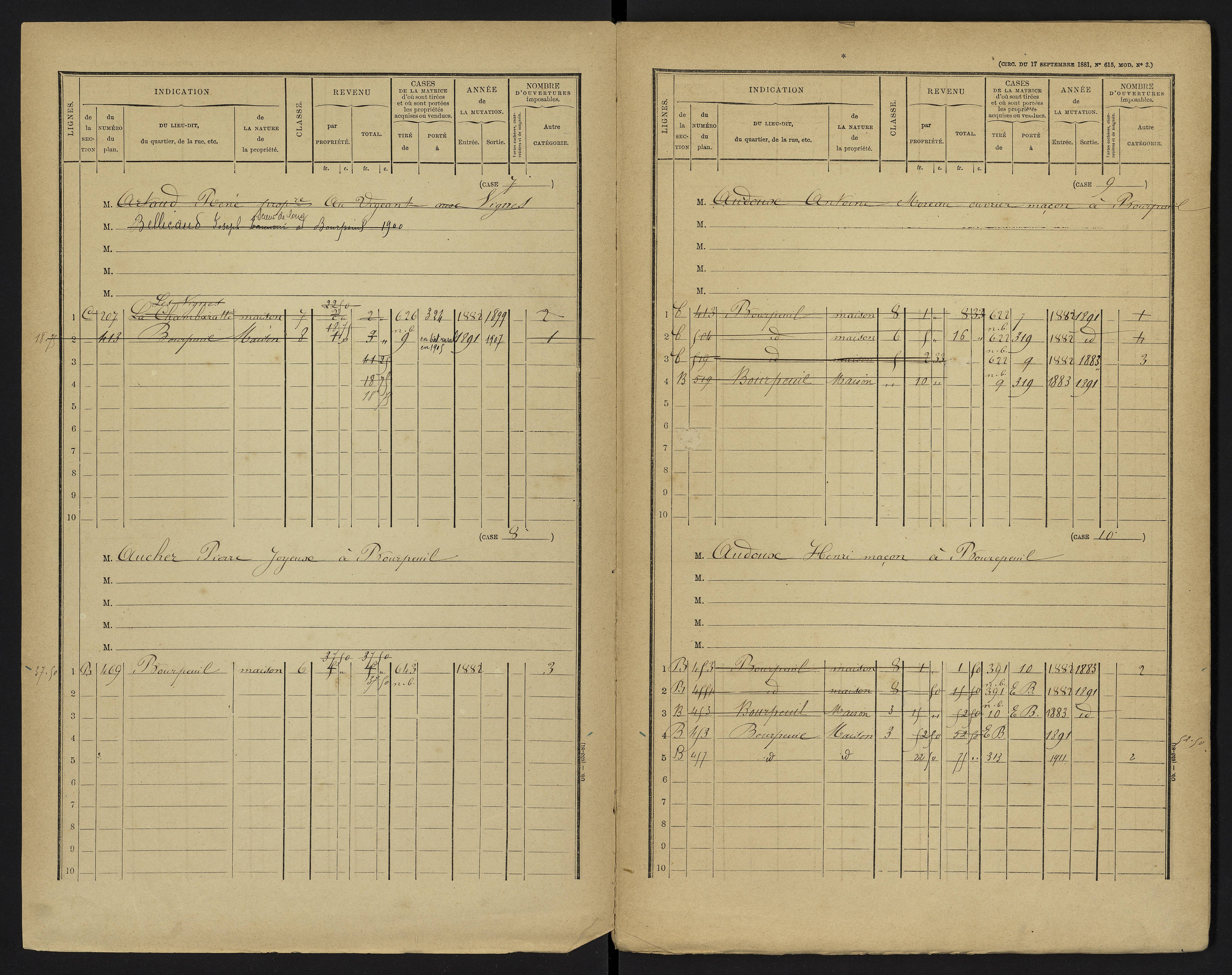 Le Vigeant - FRAD086_cadastre Cases 1-359. 