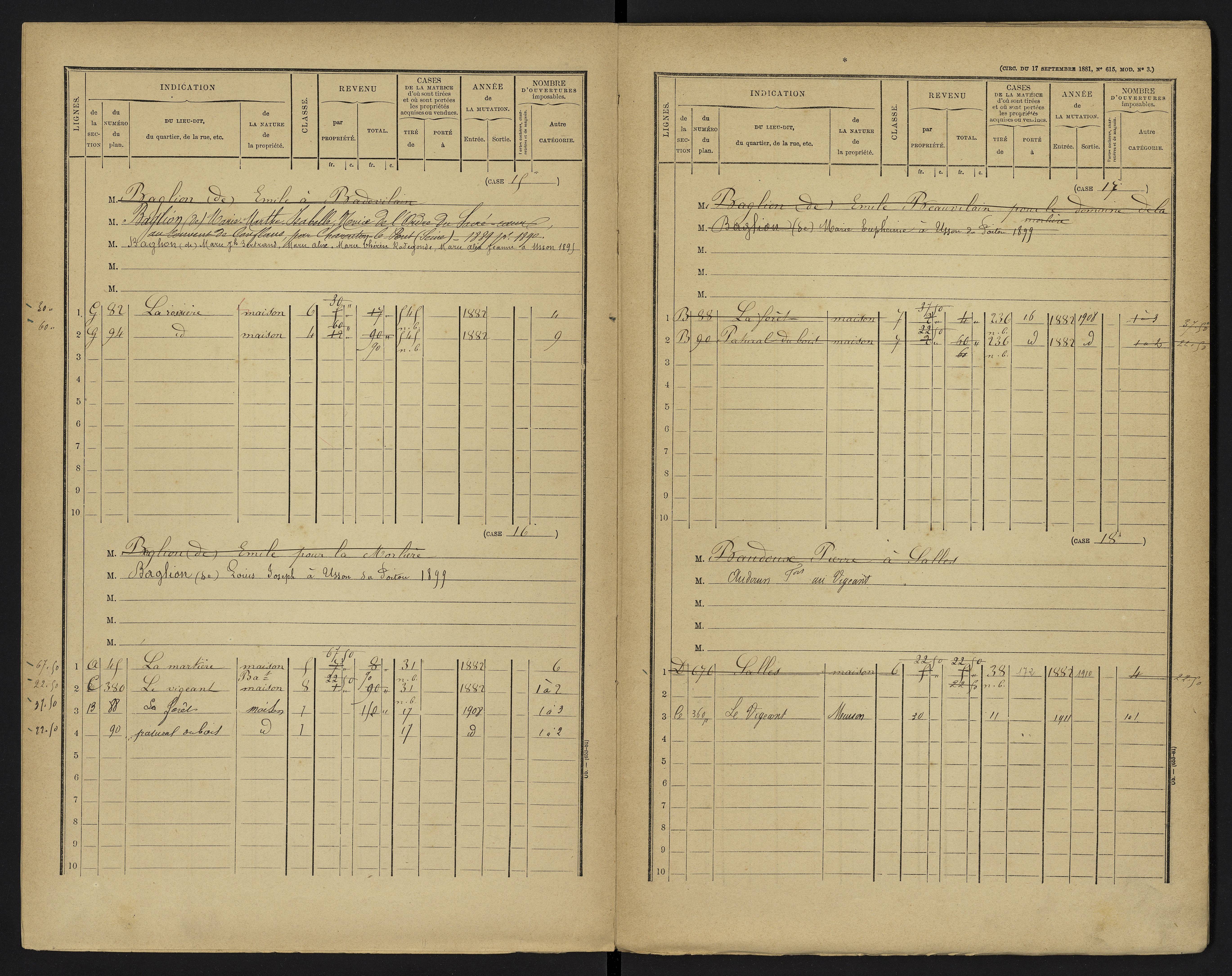 Le Vigeant - FRAD086_cadastre Cases 1-359. 