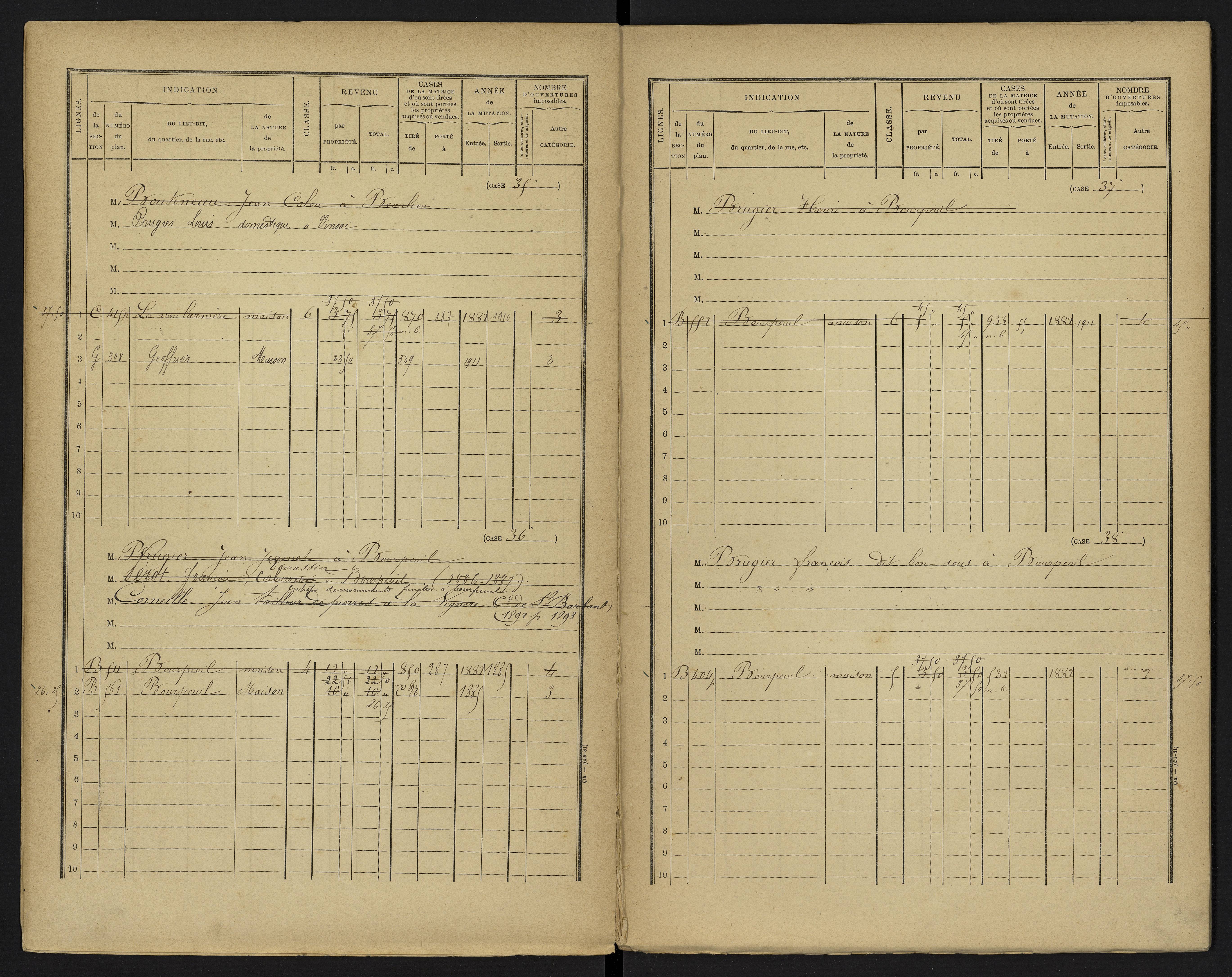 Le Vigeant - FRAD086_cadastre Cases 1-359. 