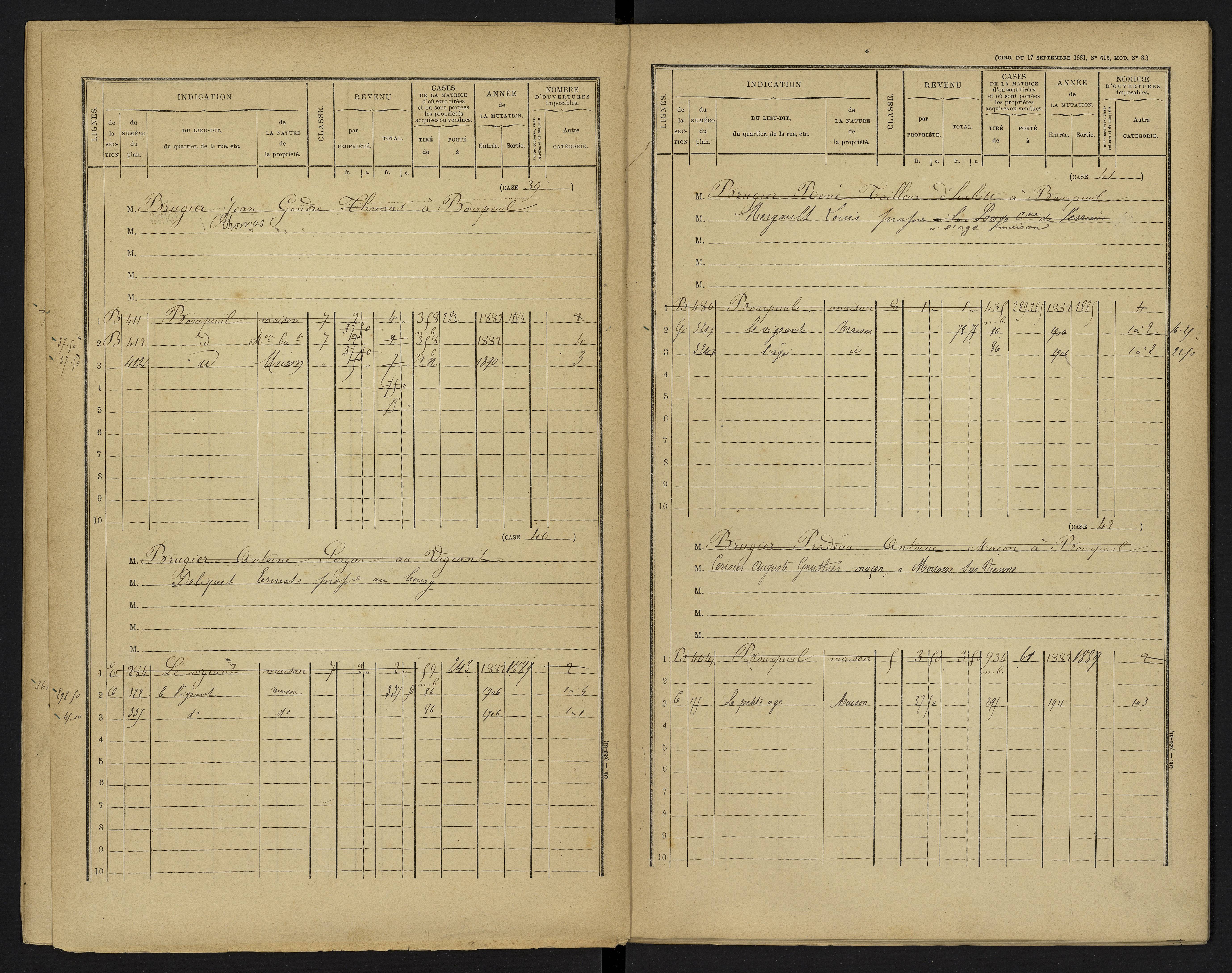 Le Vigeant - FRAD086_cadastre Cases 1-359. 