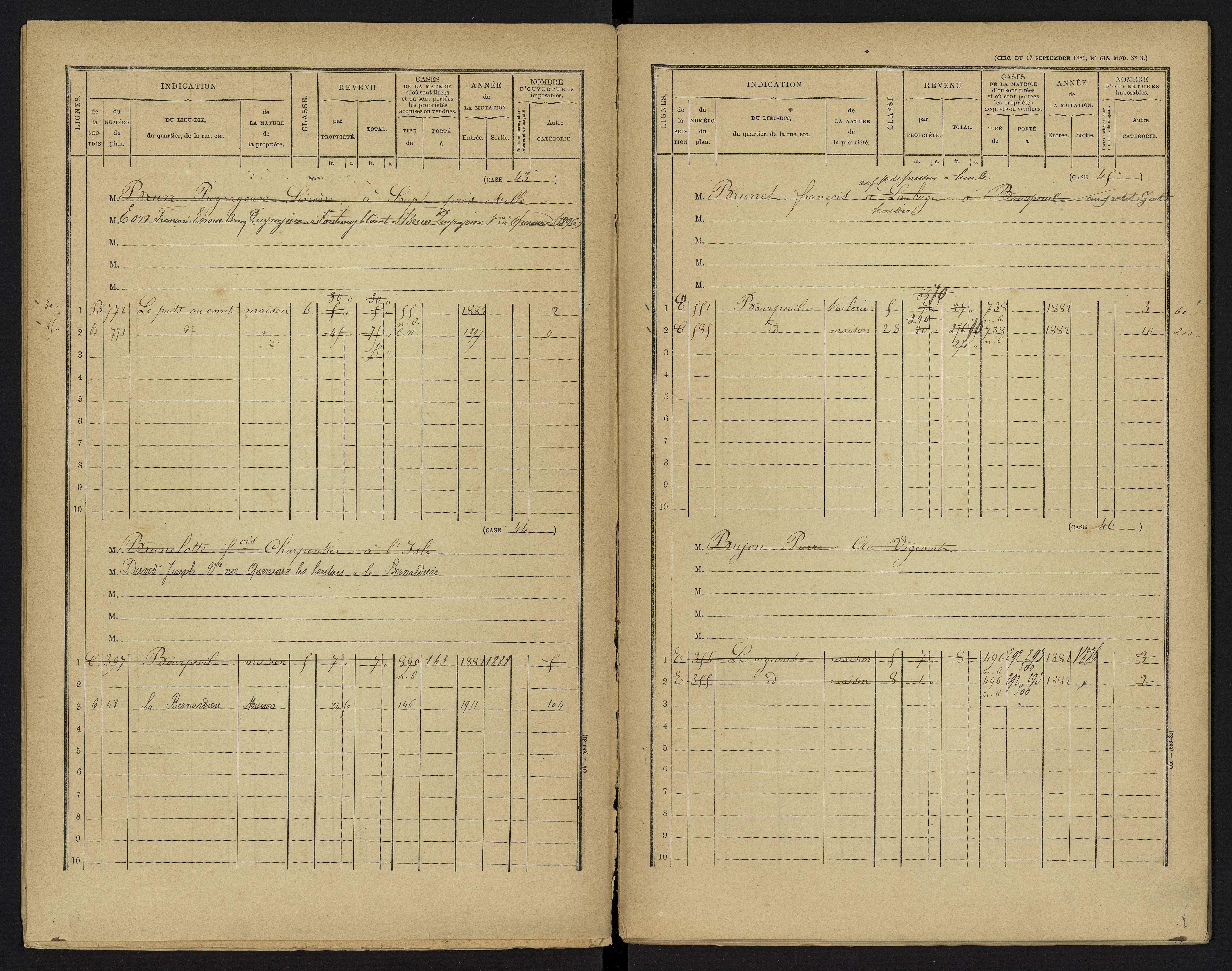 Le Vigeant - FRAD086_cadastre Cases 1-359. 