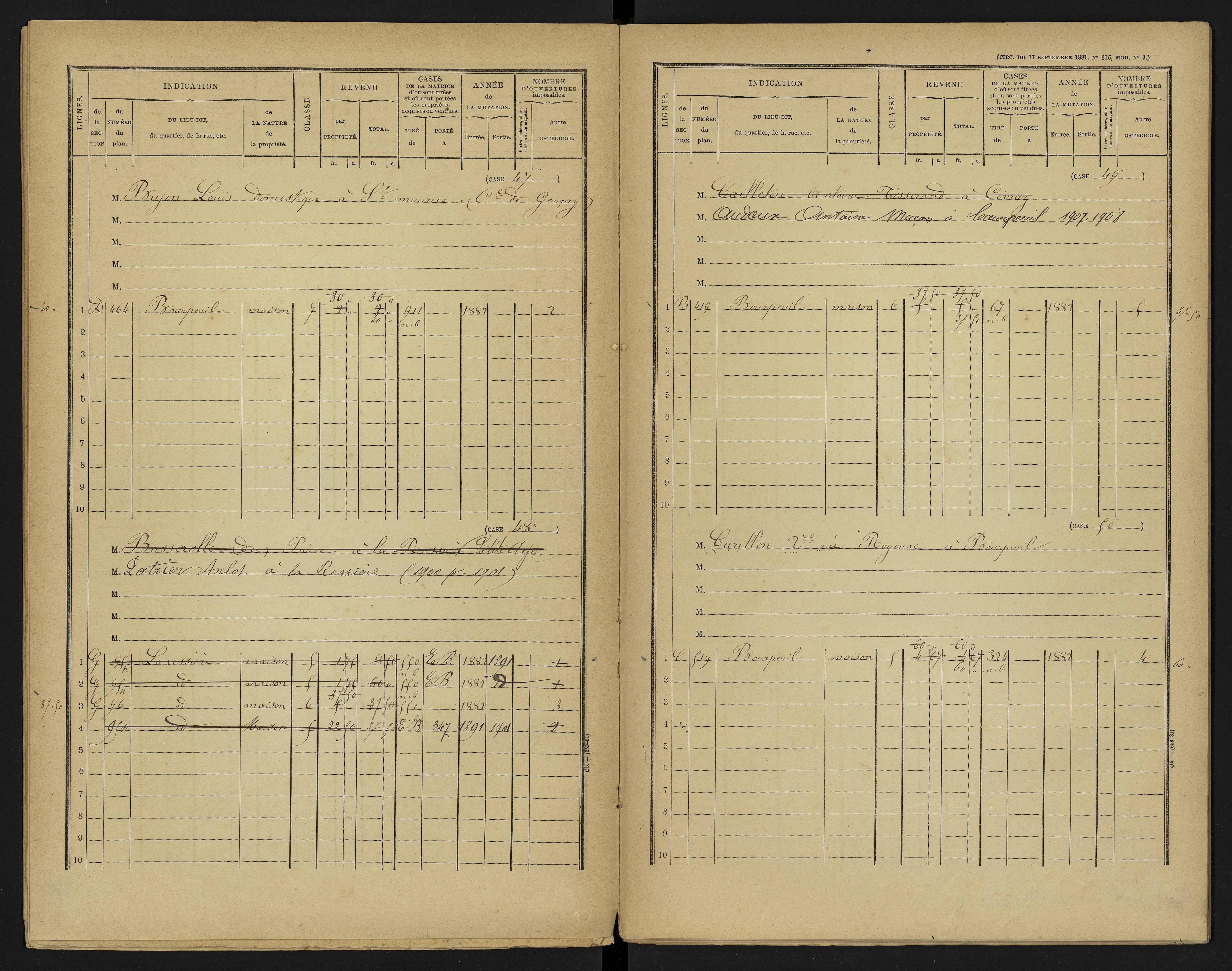Le Vigeant - FRAD086_cadastre Cases 1-359. 