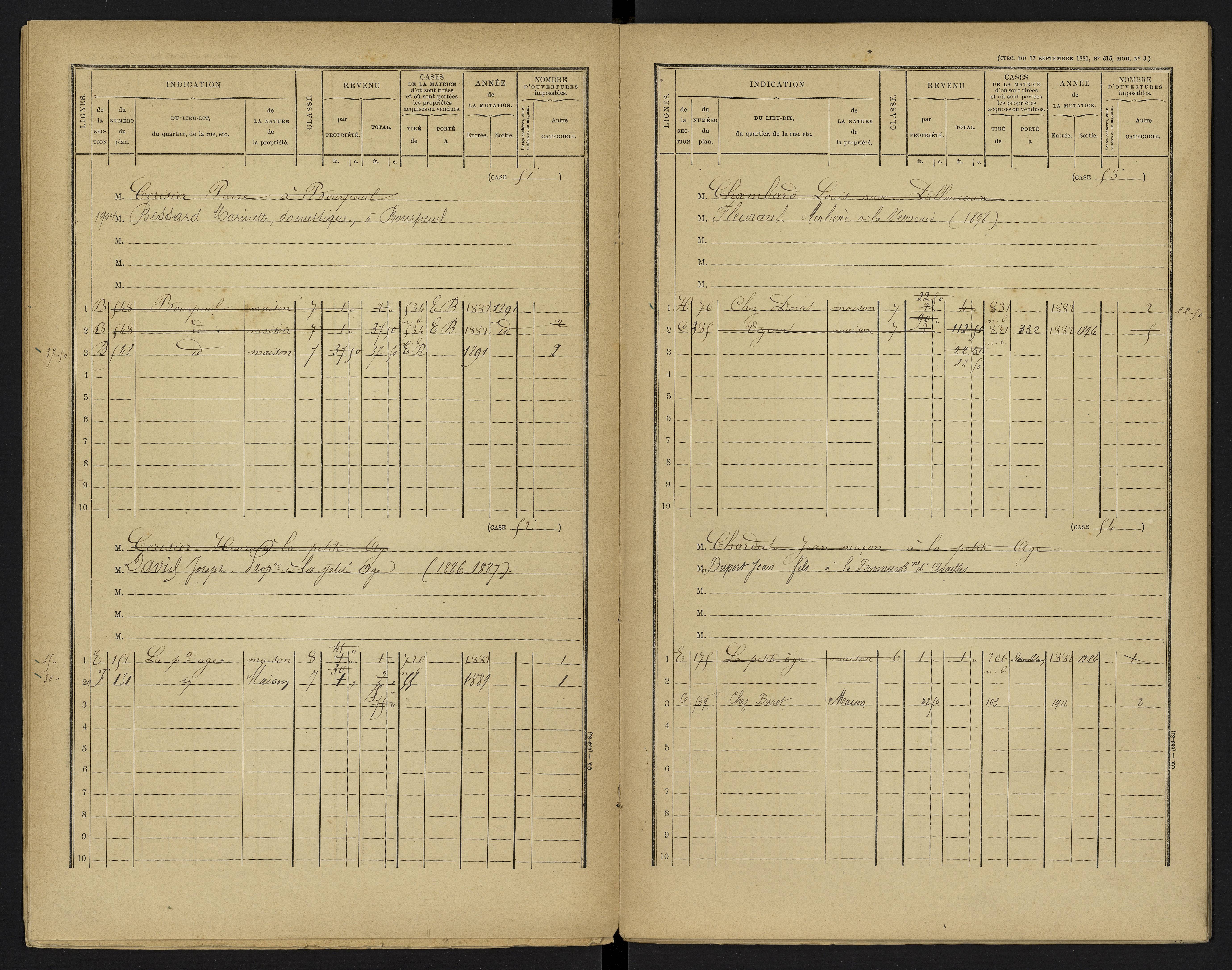 Le Vigeant - FRAD086_cadastre Cases 1-359. 