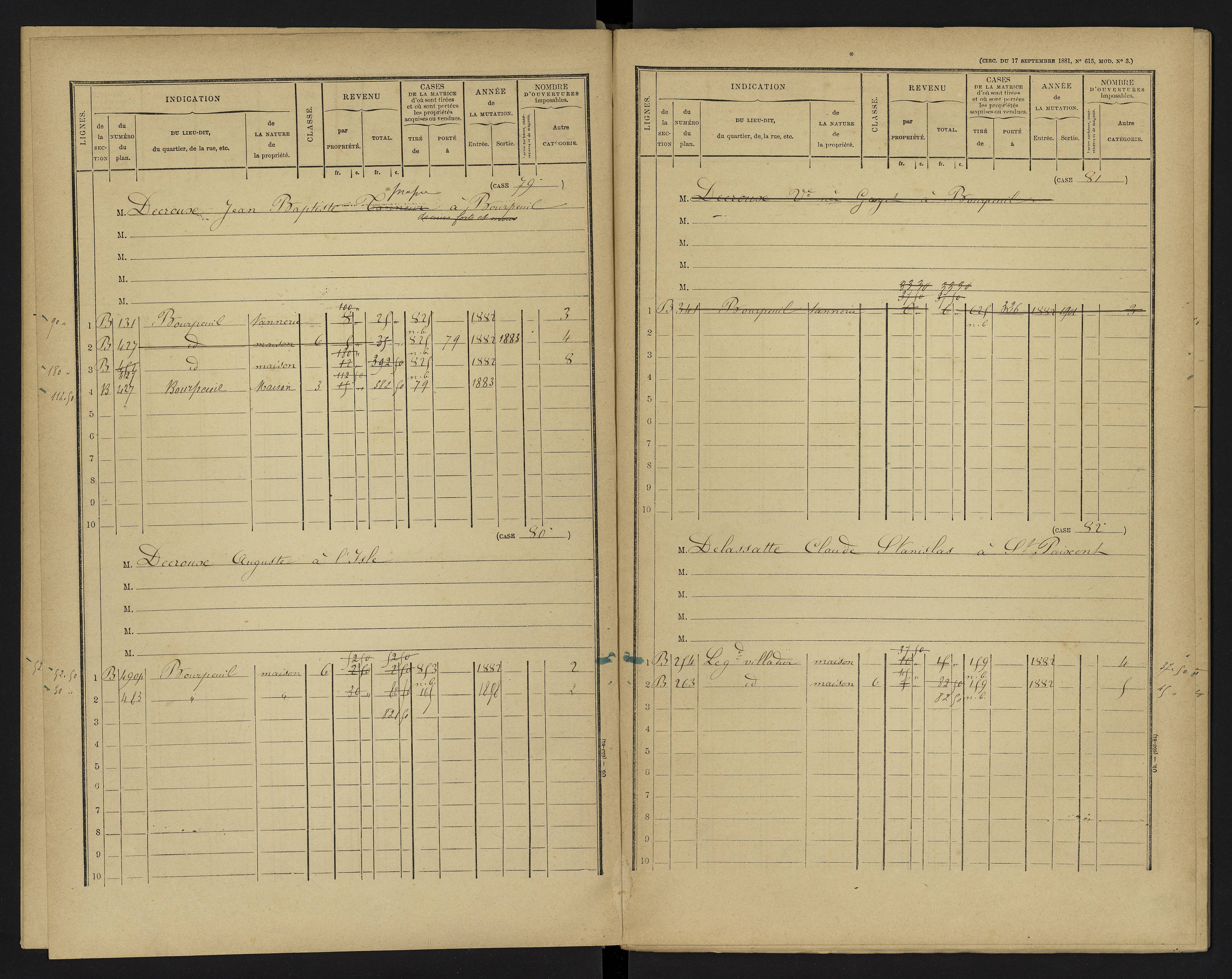 Le Vigeant - FRAD086_cadastre Cases 1-359. 