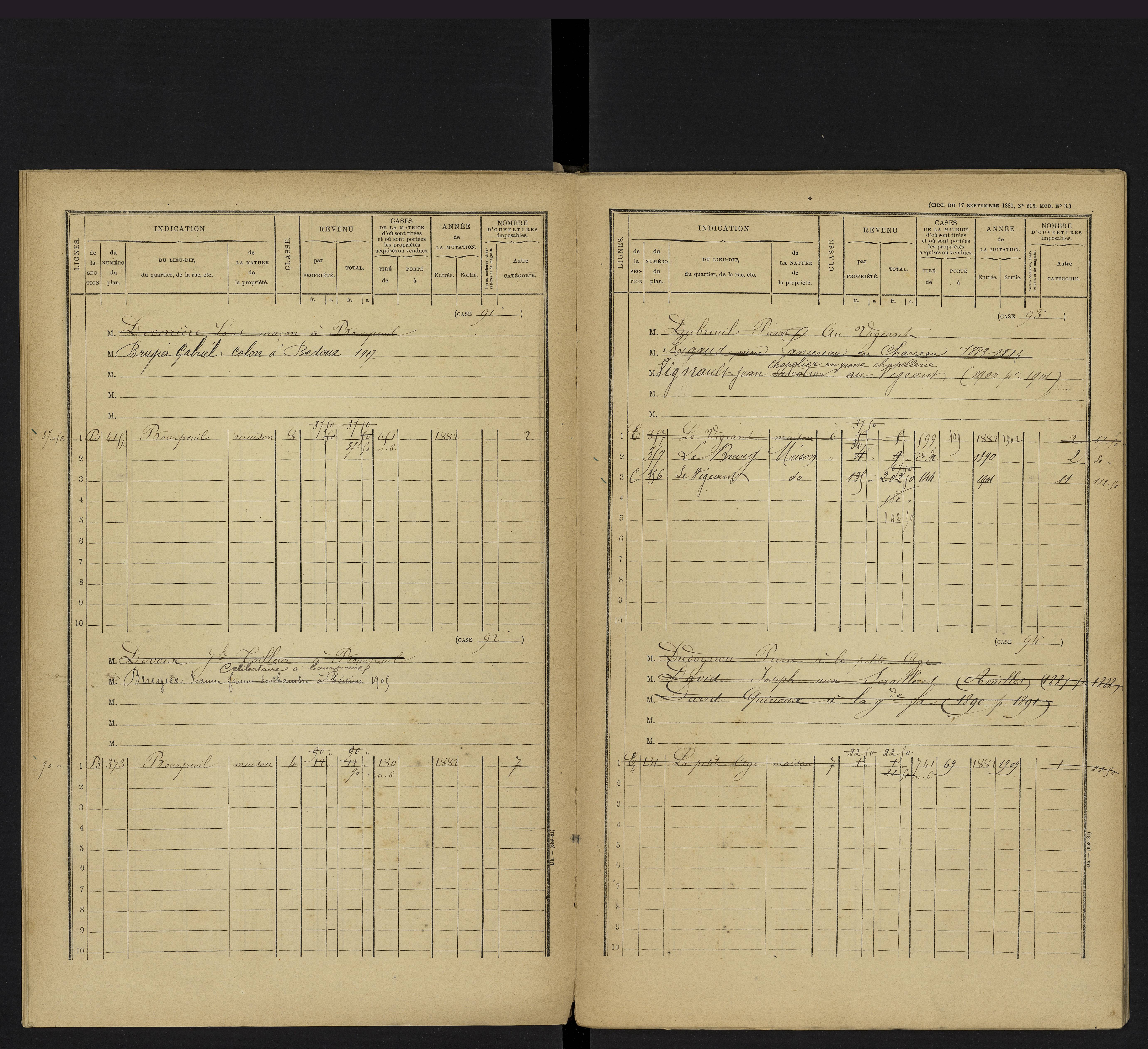 Le Vigeant - FRAD086_cadastre Cases 1-359. 