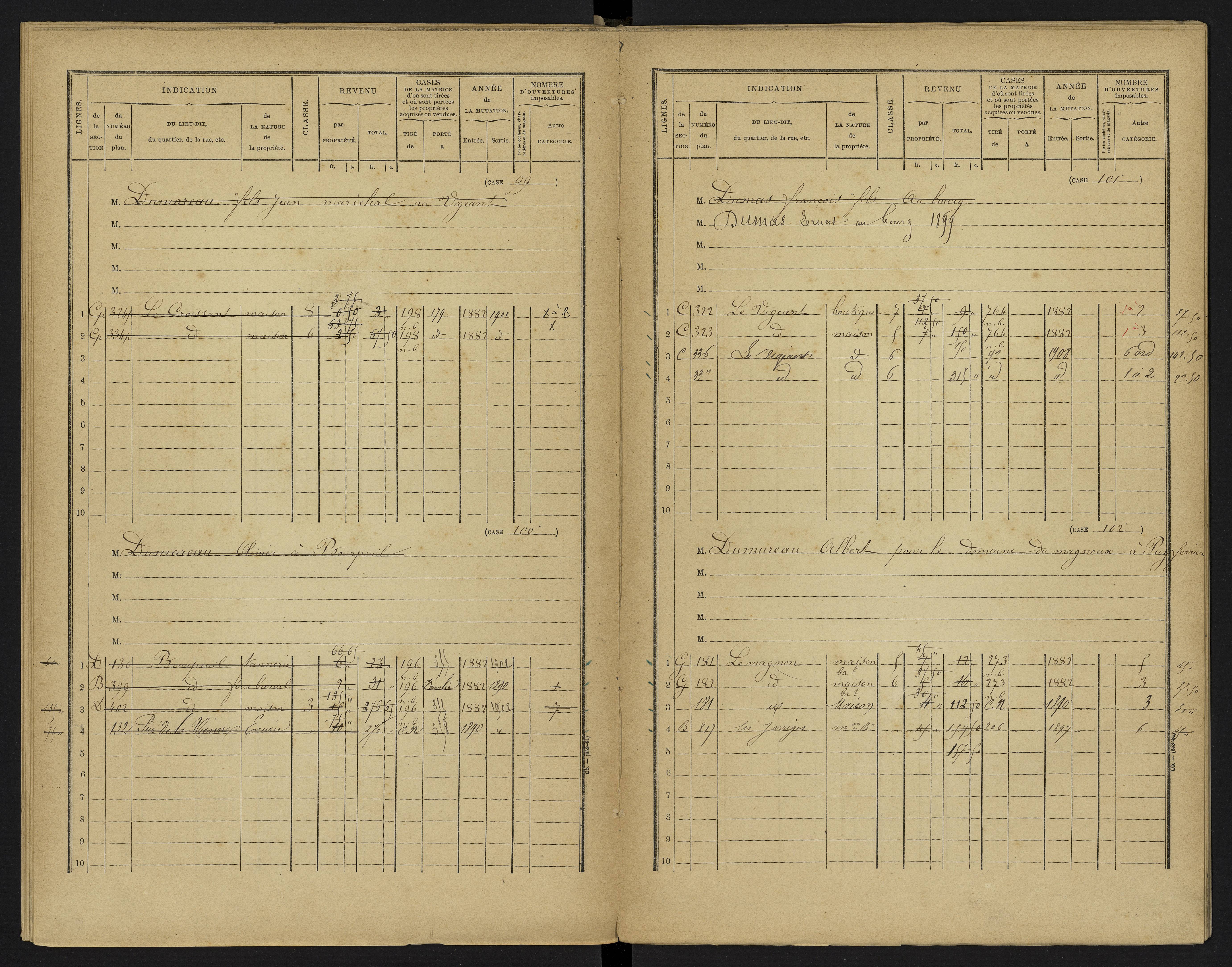 Le Vigeant - FRAD086_cadastre Cases 1-359. 