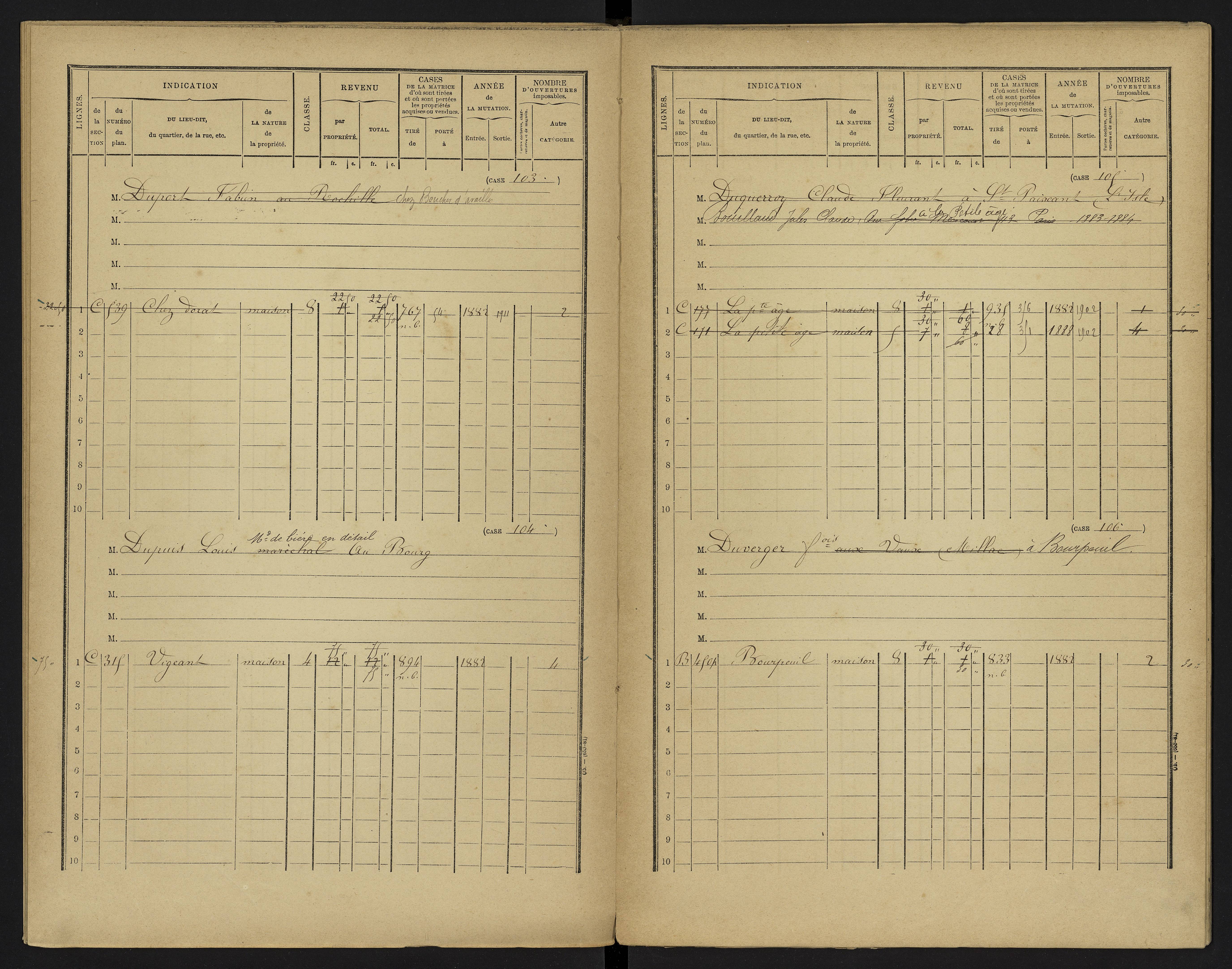 Le Vigeant - FRAD086_cadastre Cases 1-359. 