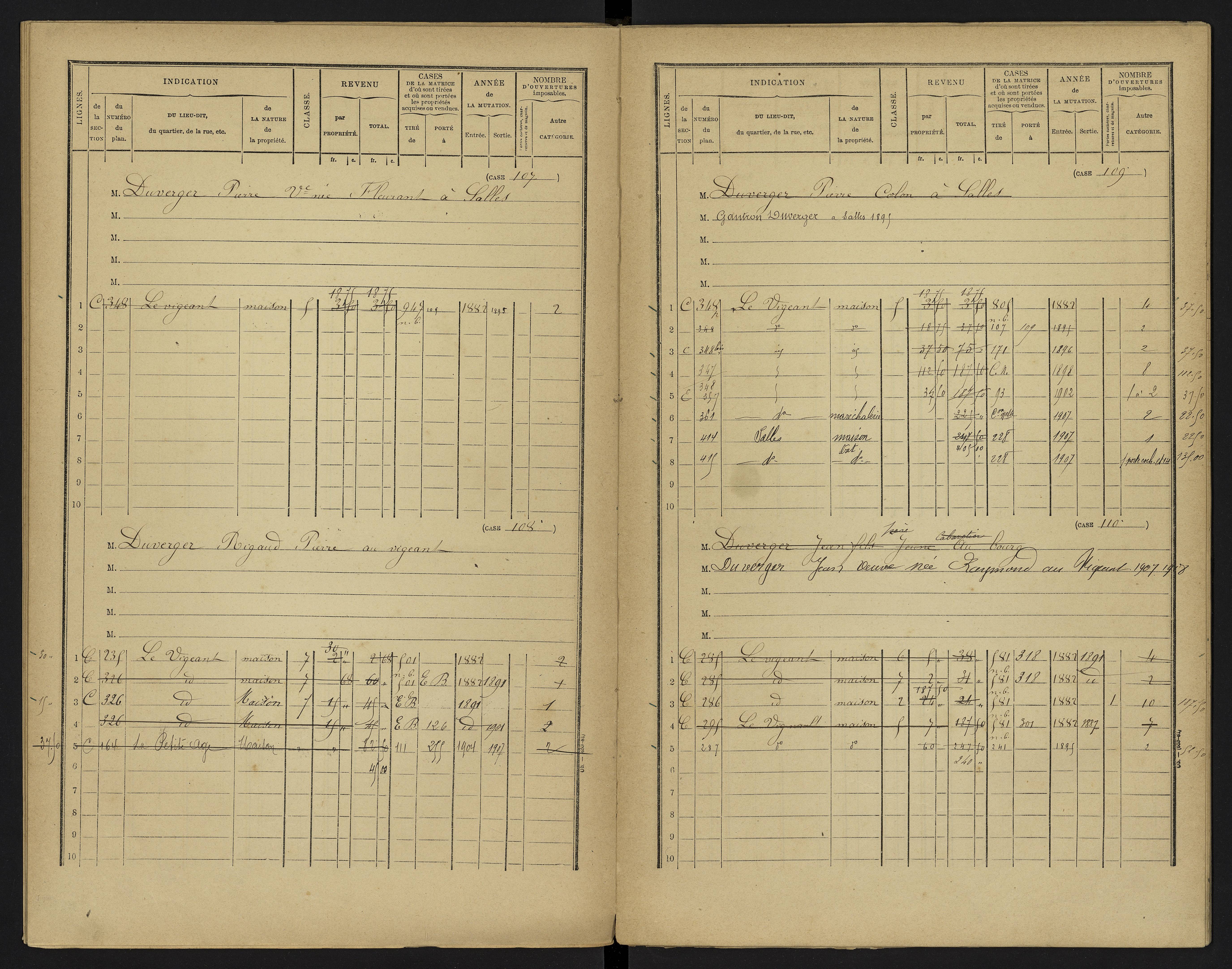 Le Vigeant - FRAD086_cadastre Cases 1-359. 