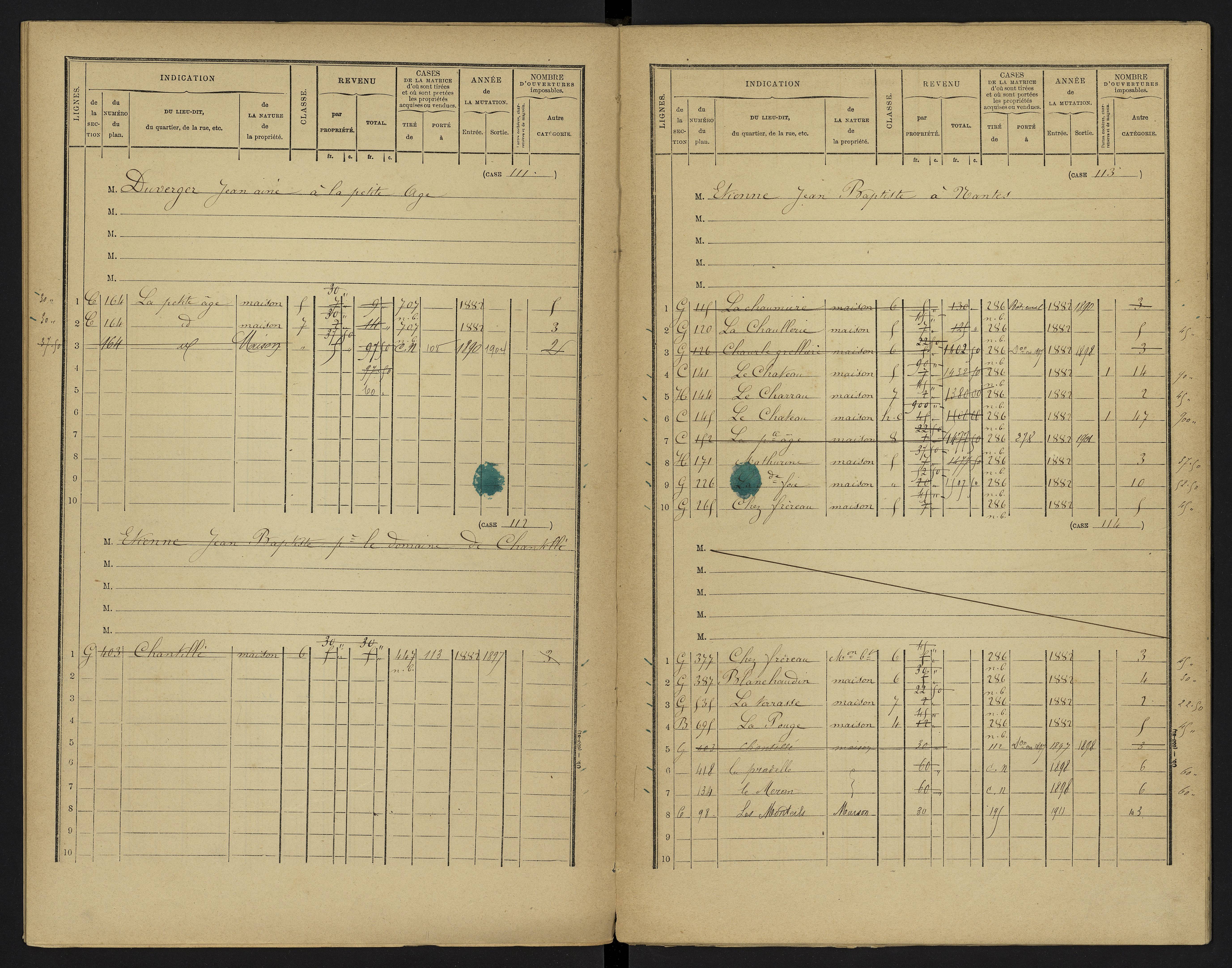 Le Vigeant - FRAD086_cadastre Cases 1-359. 