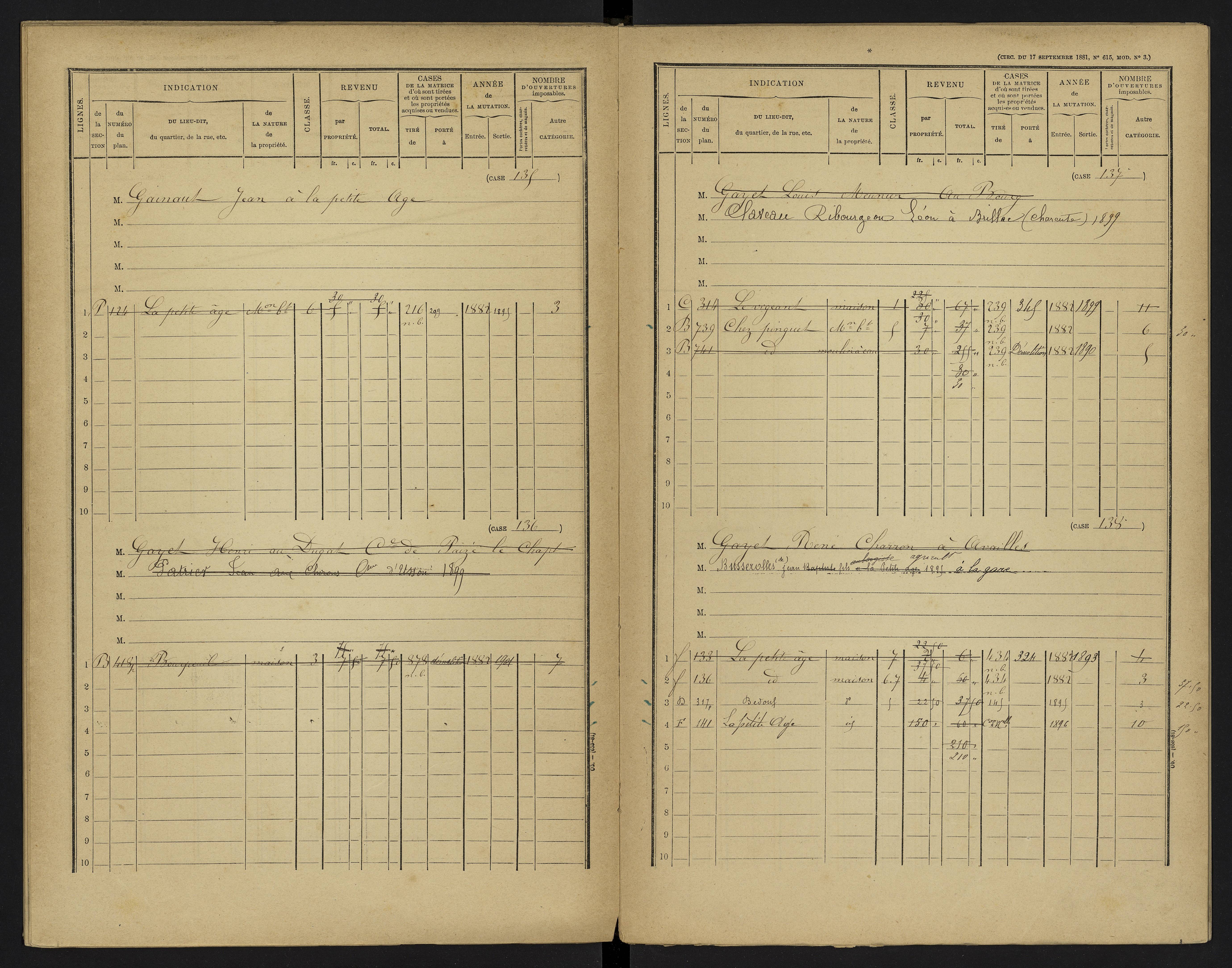 Le Vigeant - FRAD086_cadastre Cases 1-359. 