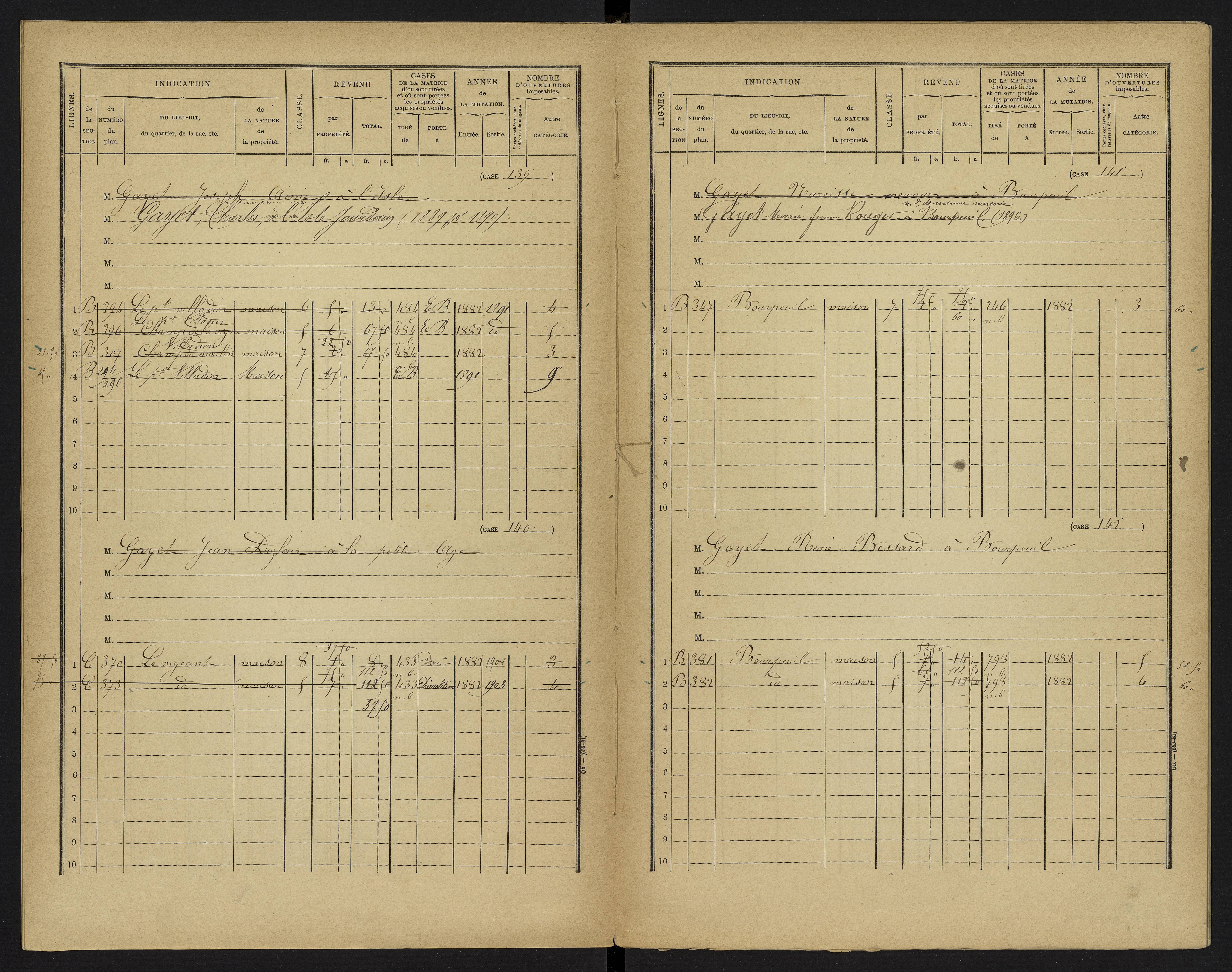 Le Vigeant - FRAD086_cadastre Cases 1-359. 