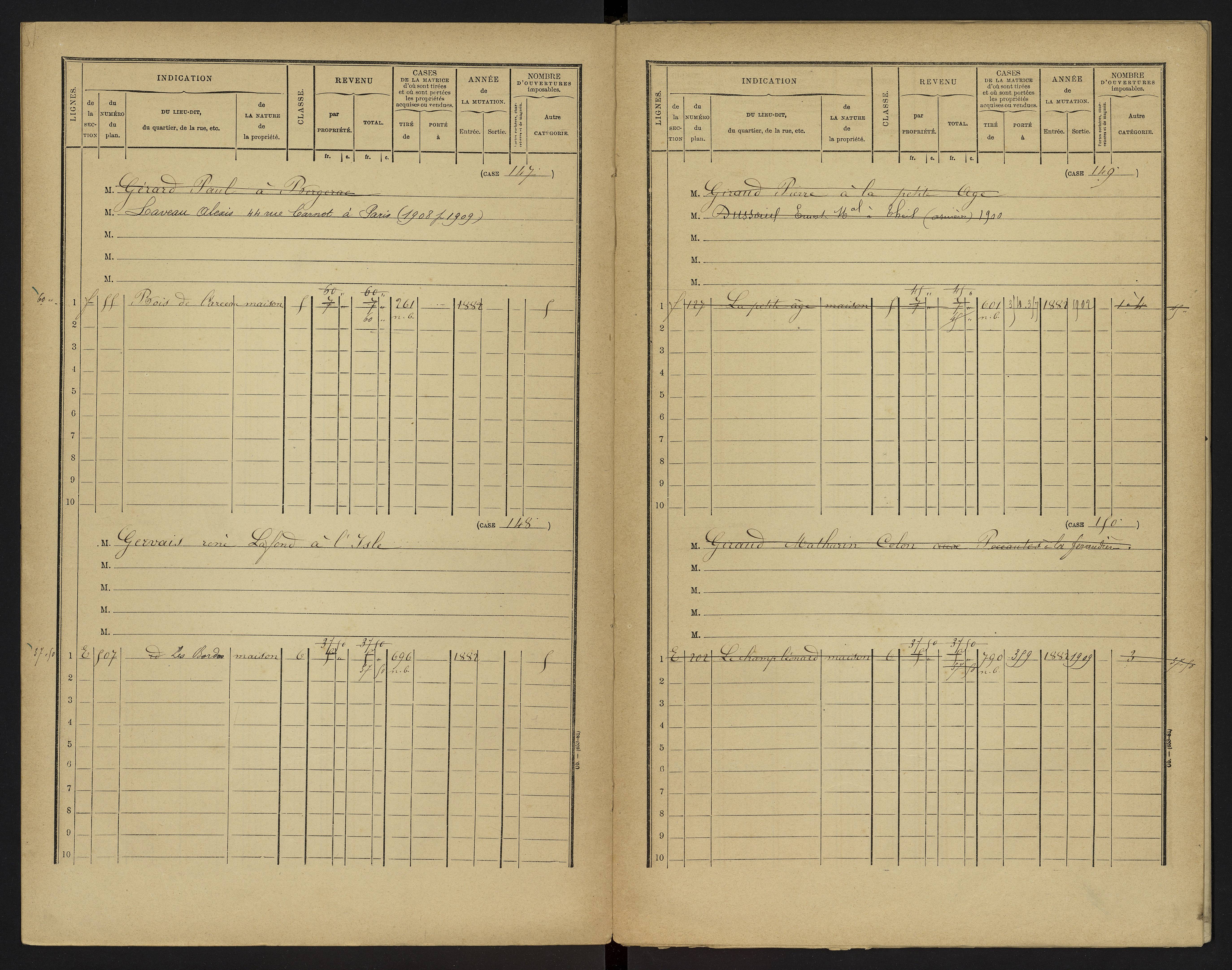 Le Vigeant - FRAD086_cadastre Cases 1-359. 