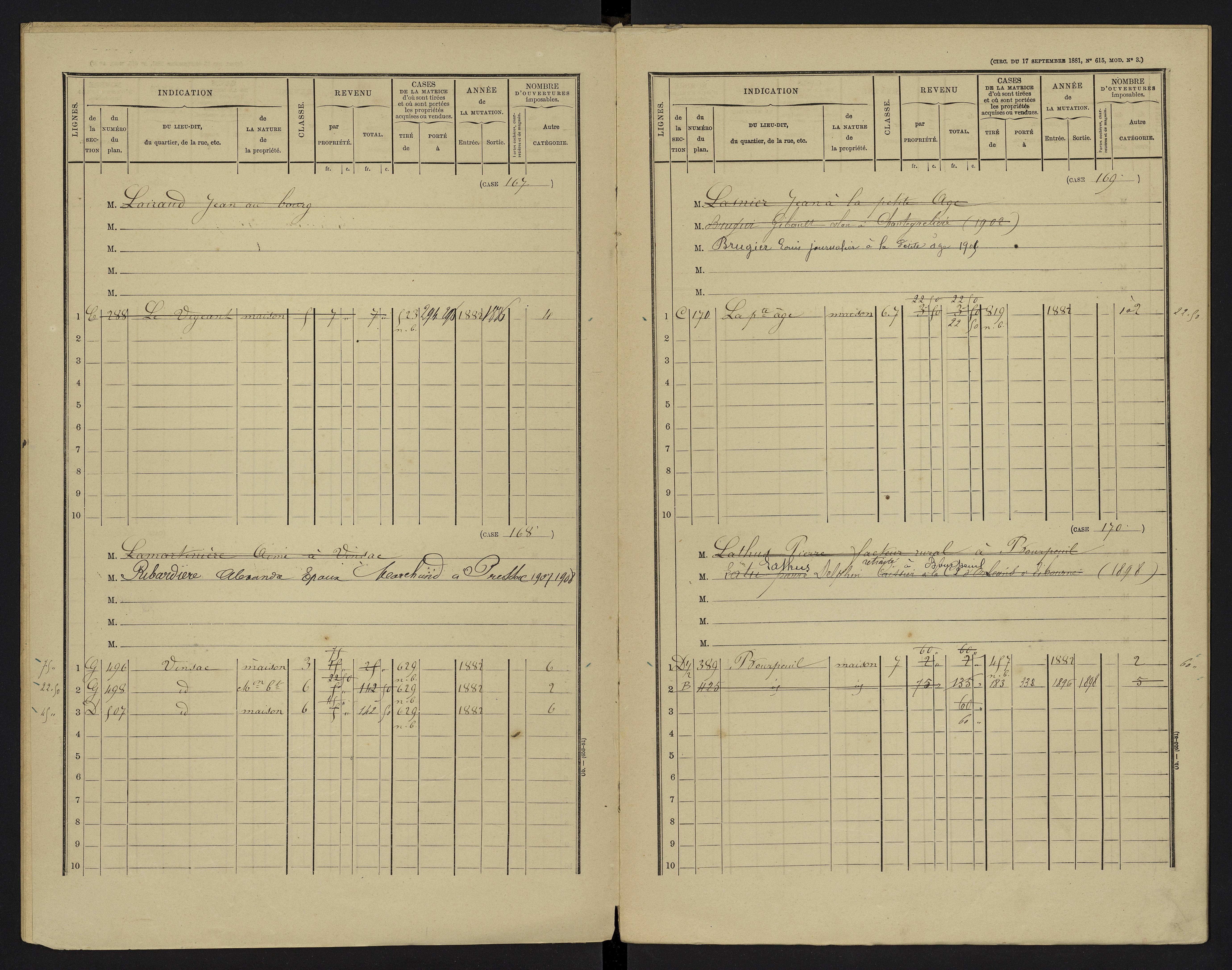 Le Vigeant - FRAD086_cadastre Cases 1-359. 