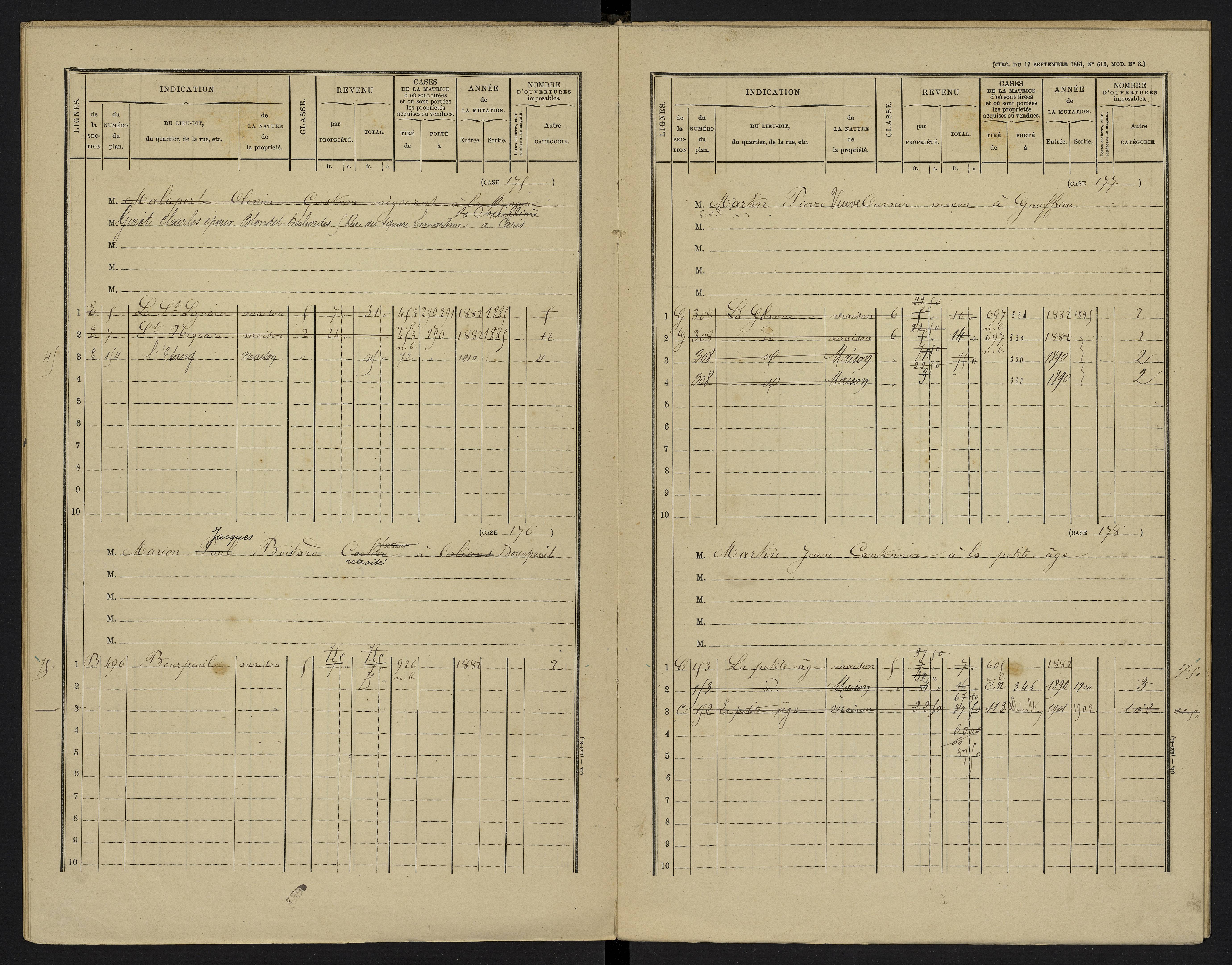 Le Vigeant - FRAD086_cadastre Cases 1-359. 