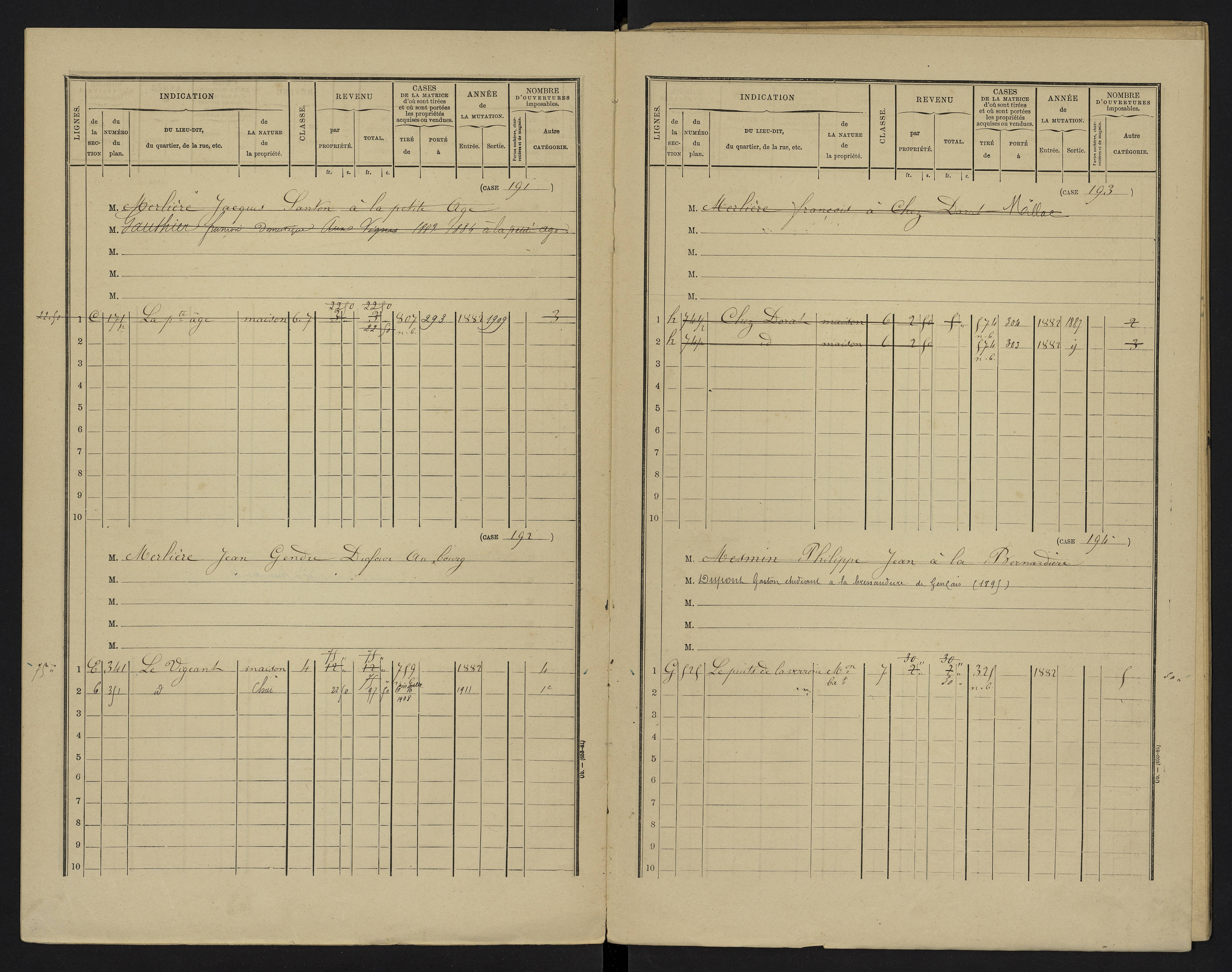 Le Vigeant - FRAD086_cadastre Cases 1-359. 