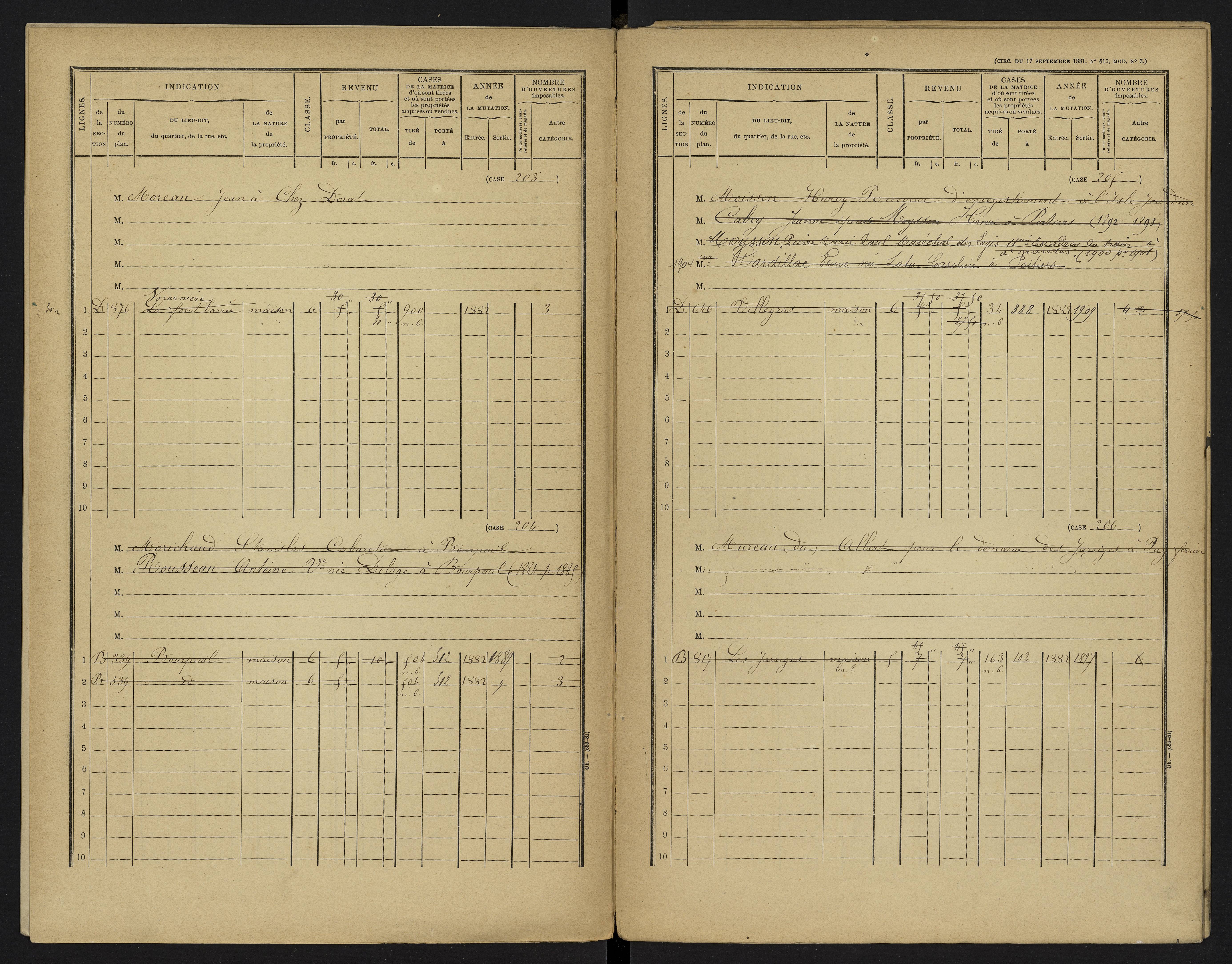 Le Vigeant - FRAD086_cadastre Cases 1-359. 
