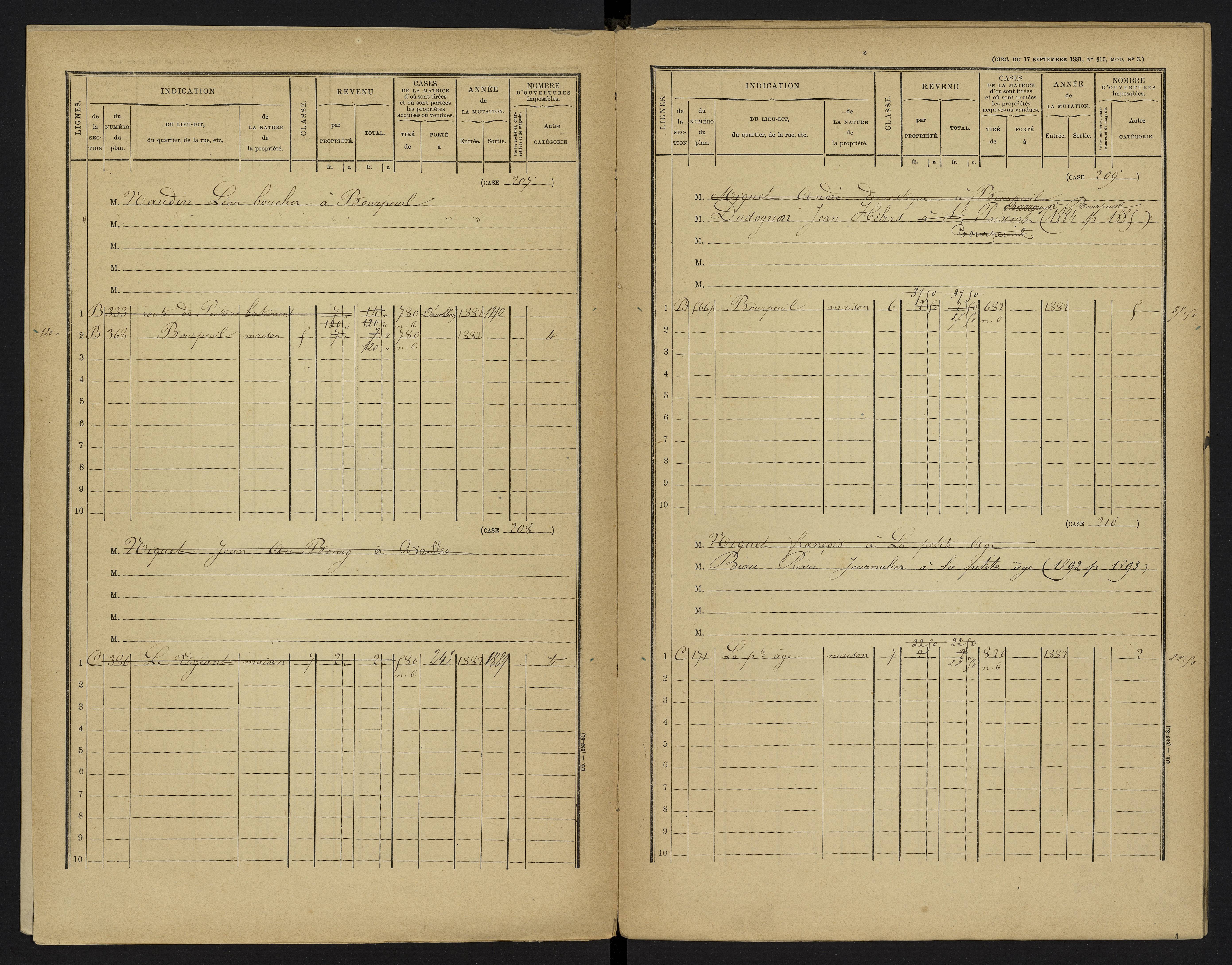 Le Vigeant - FRAD086_cadastre Cases 1-359. 
