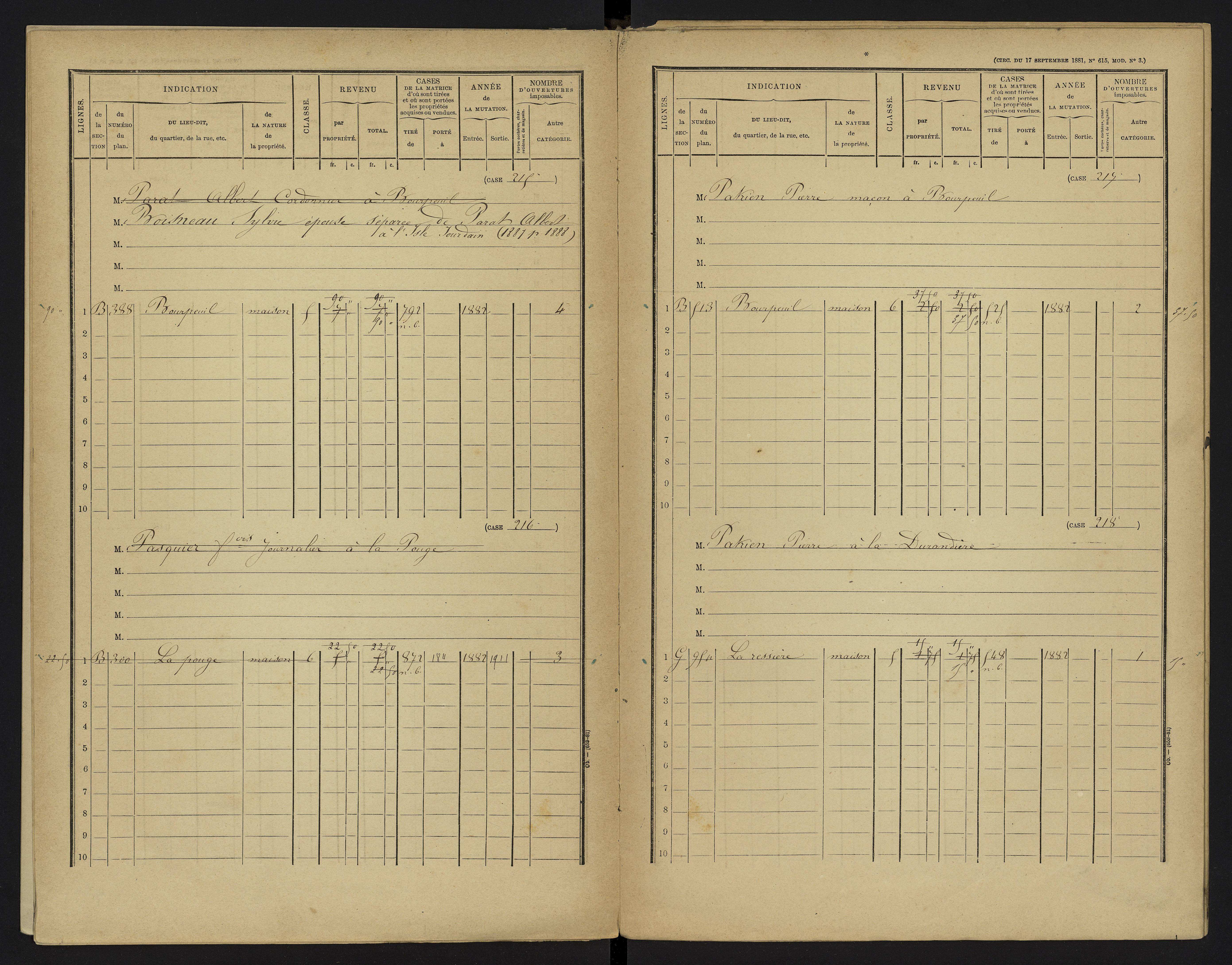 Le Vigeant - FRAD086_cadastre Cases 1-359. 