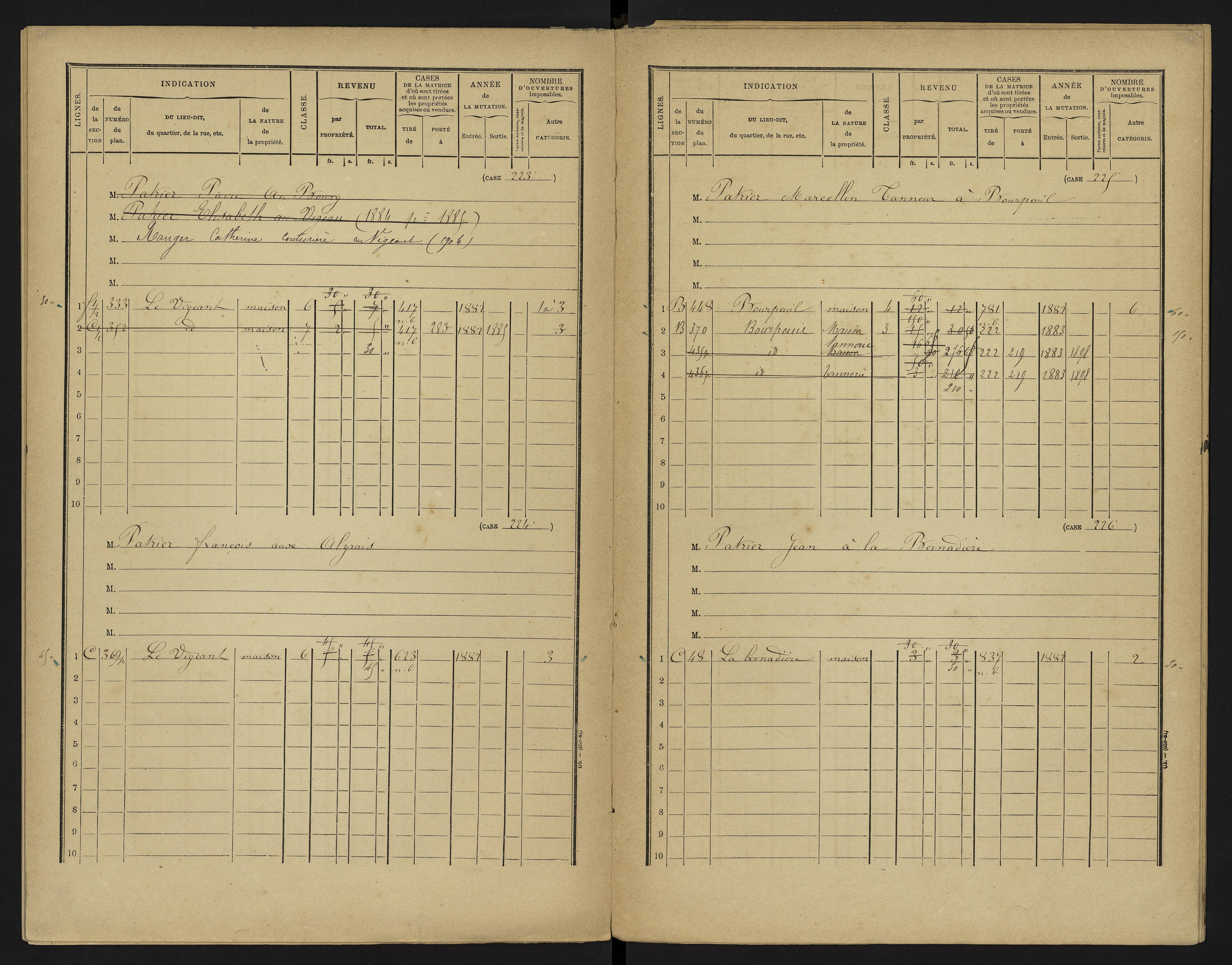Le Vigeant - FRAD086_cadastre Cases 1-359. 